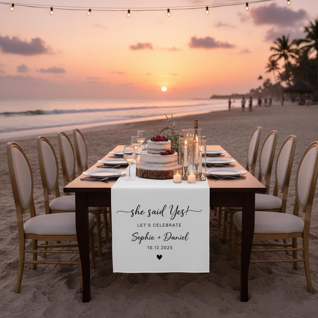 Personalized Engagement Table Runner: Custom Party Banner Decor