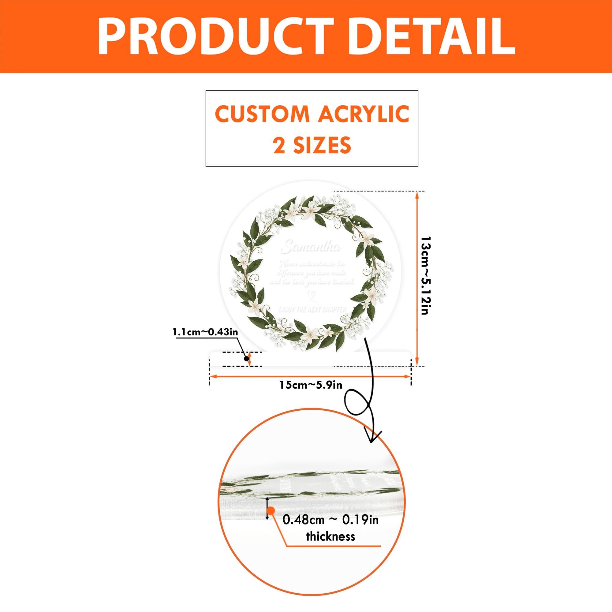 Personalized Floral Wreath LED Light - Custom Acrylic Night Light