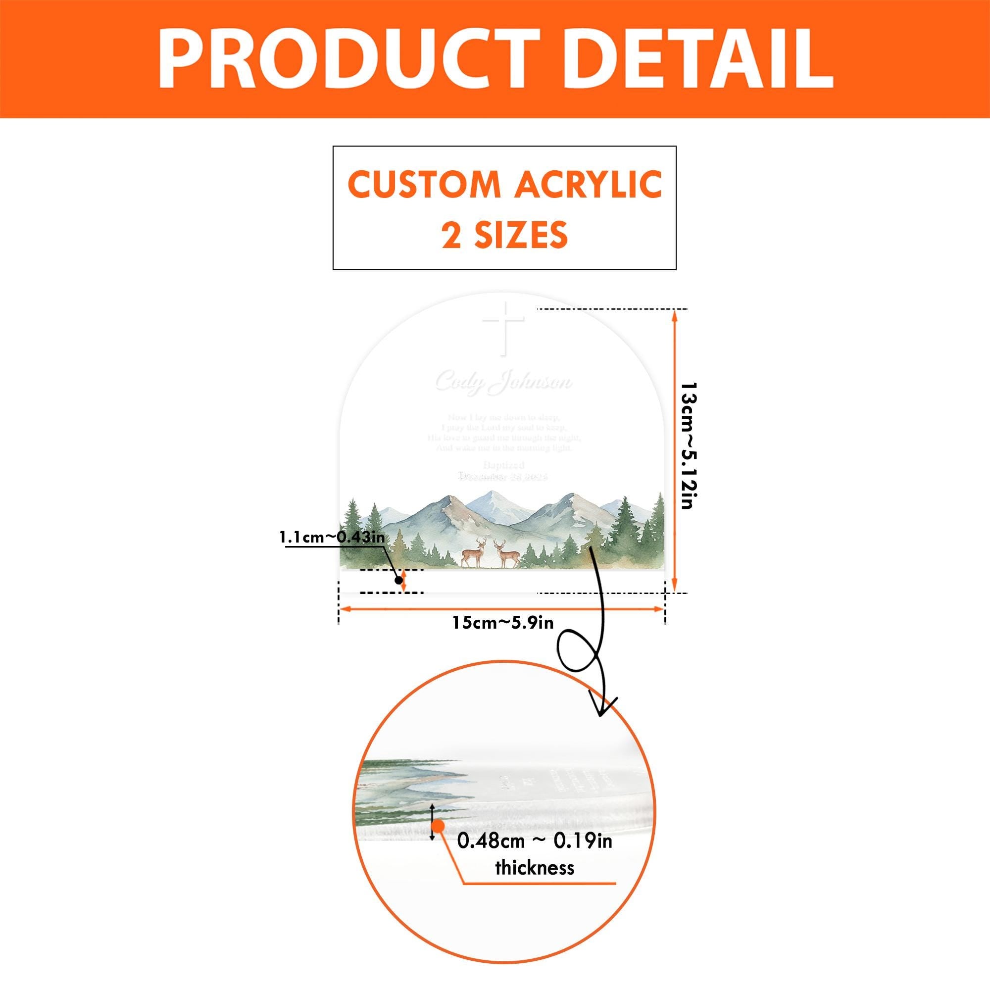 Personalized Baptism Night Light with Prayer - Custom Christian Baby Gift