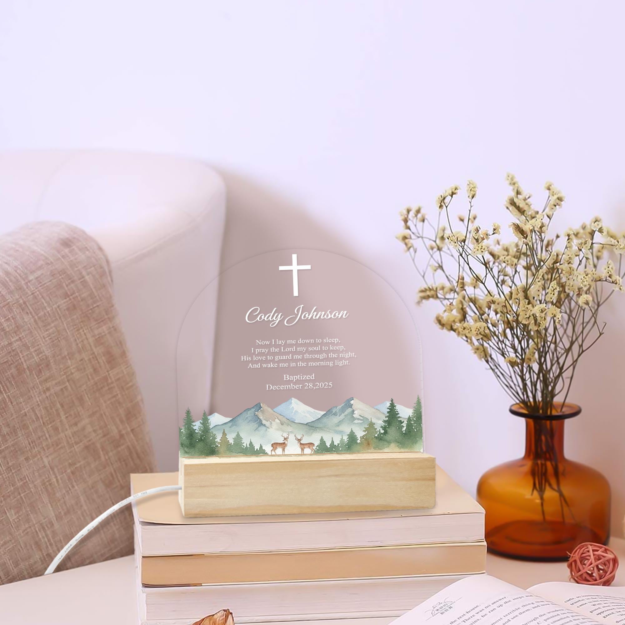 Personalized Baptism Night Light with Prayer - Custom Christian Baby Gift