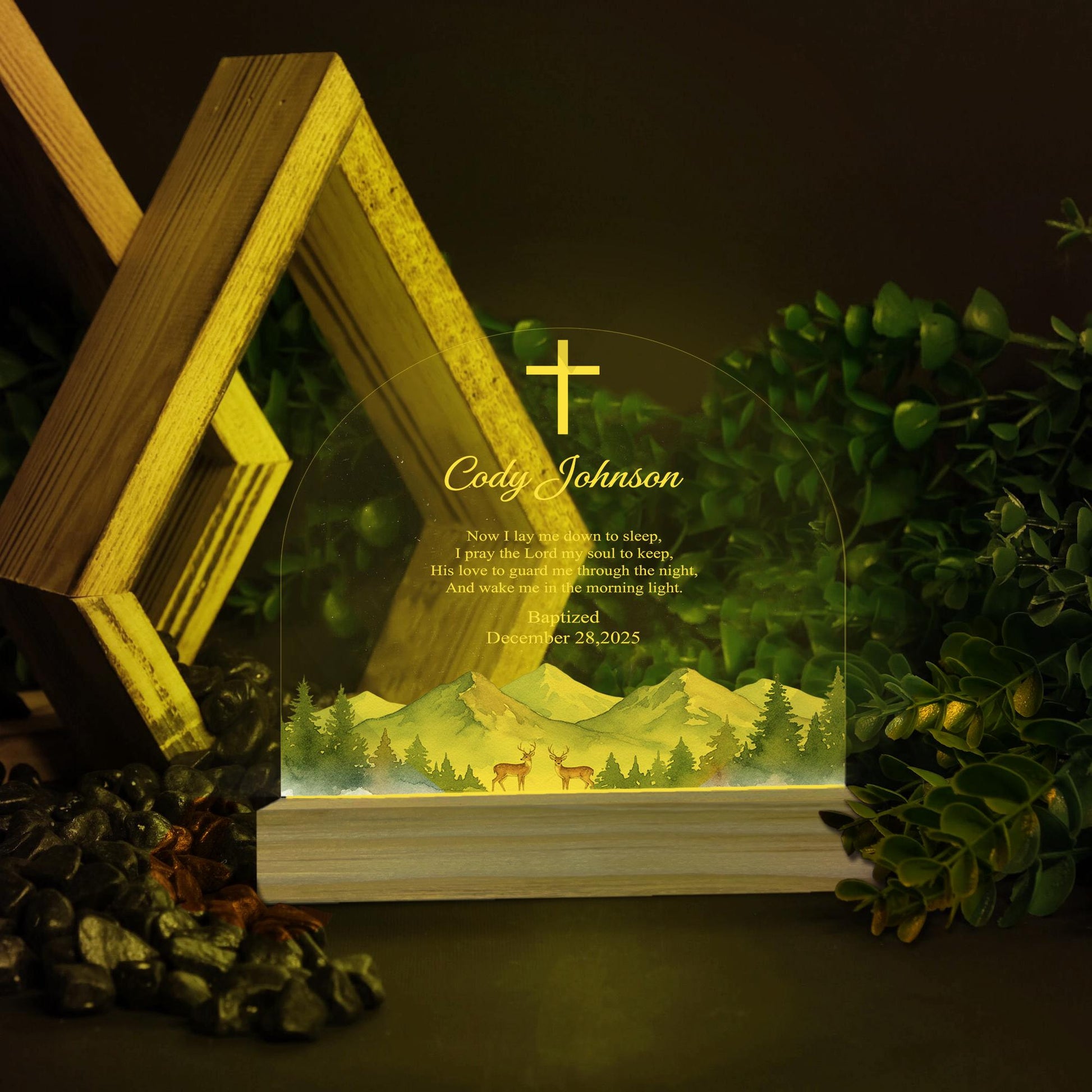 Personalized Baptism Night Light with Prayer - Custom Christian Baby Gift