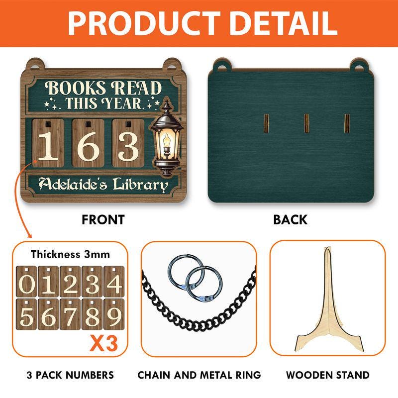 Books Read This Year Tracker: Tuxedo Cat & Ivy Plant Sign, Cozy Reader Counter