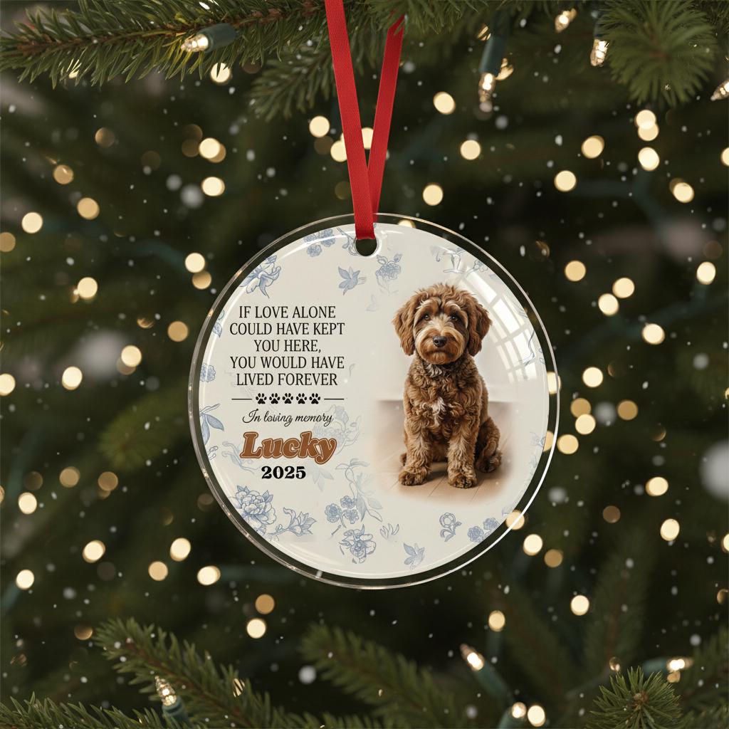 Personalized Dog Memorial Ornament: Custom Photo and Name, Pet Loss Keepsake, Christmas Tree Decor