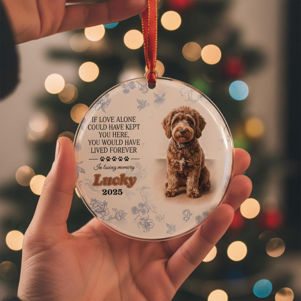 Personalized Dog Memorial Ornament: Custom Photo and Name, Pet Loss Keepsake, Christmas Tree Decor