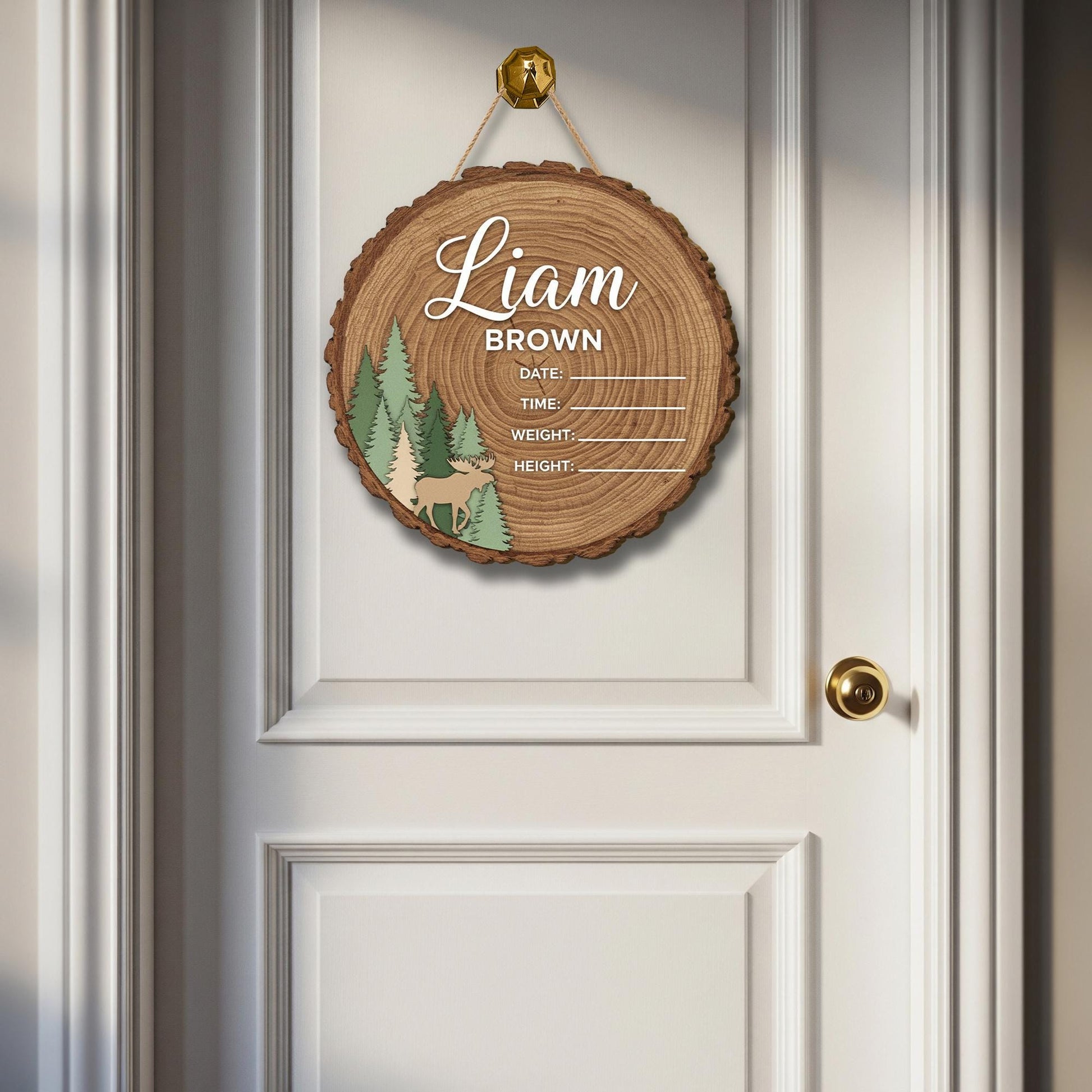 Wood Birth Announcement Sign | Baby Round Wood Slice Sign