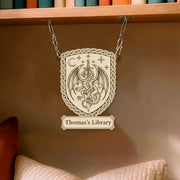 Personalized Dragon Bookshelf Sign – Fantasy Library Decor