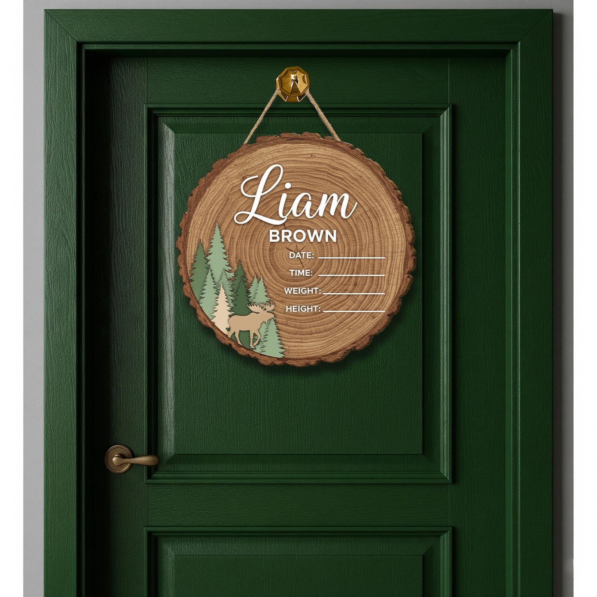 Wood Birth Announcement Sign | Baby Round Wood Slice Sign