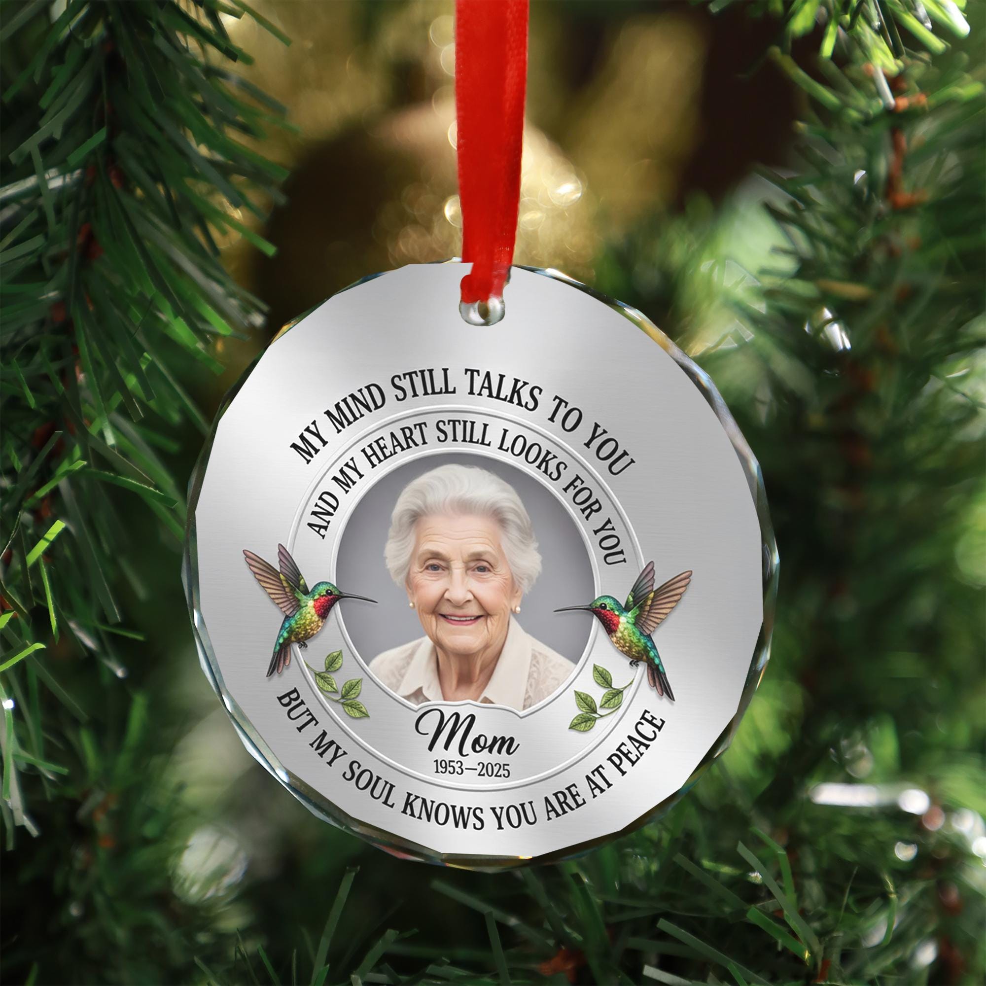 Personalized Glass Memorial Ornament • Photo Tribute Hanging Keepsake