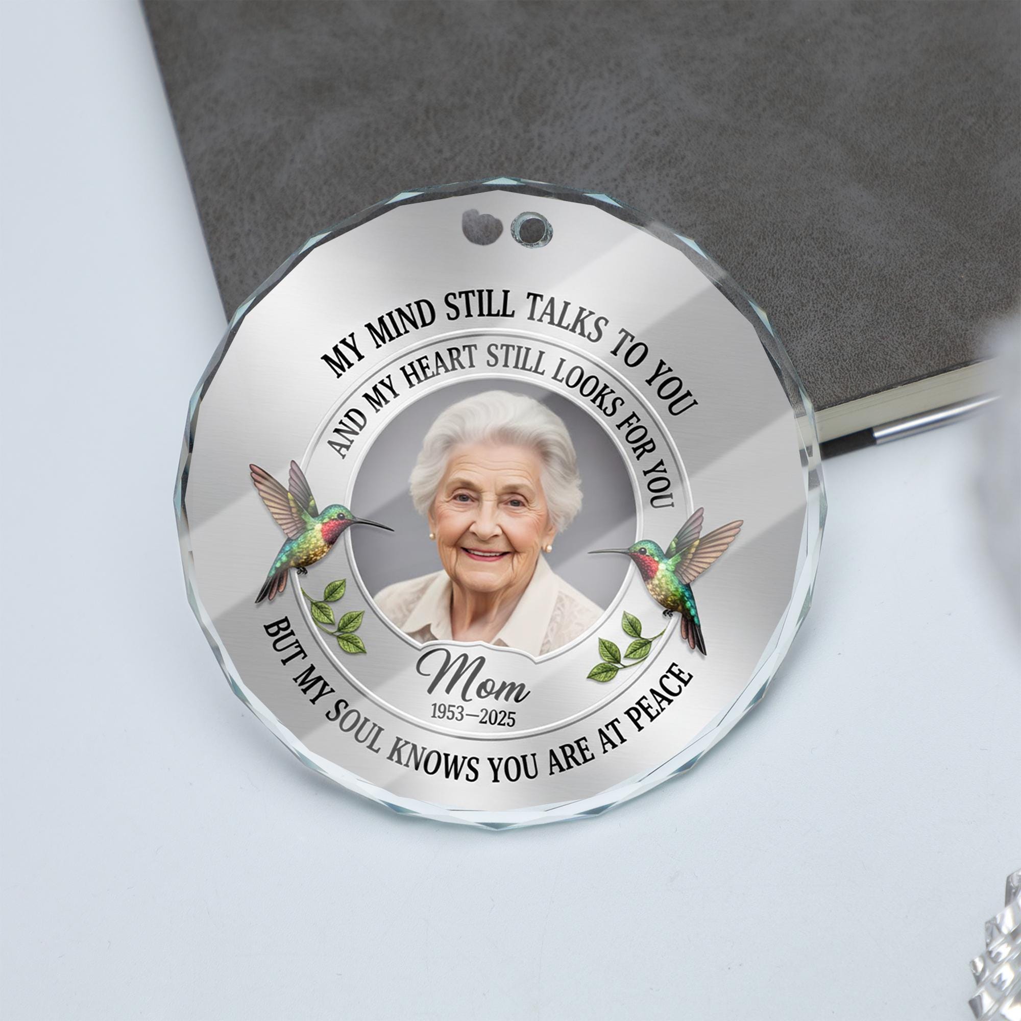 Personalized Glass Memorial Ornament • Photo Tribute Hanging Keepsake
