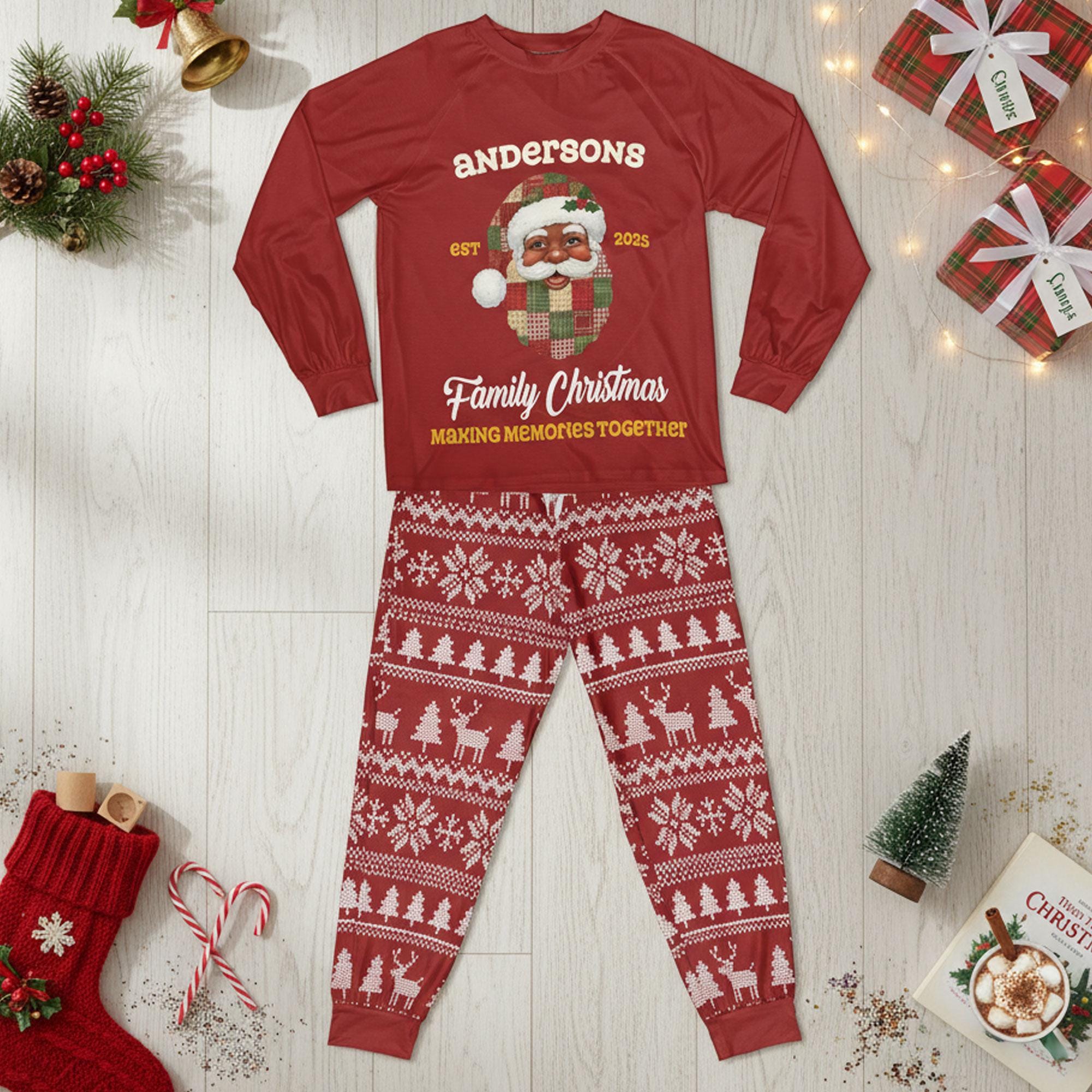 Personalized Family Christmas Pajama Set: Custom Santa PJs, Red Cotton Loungewear