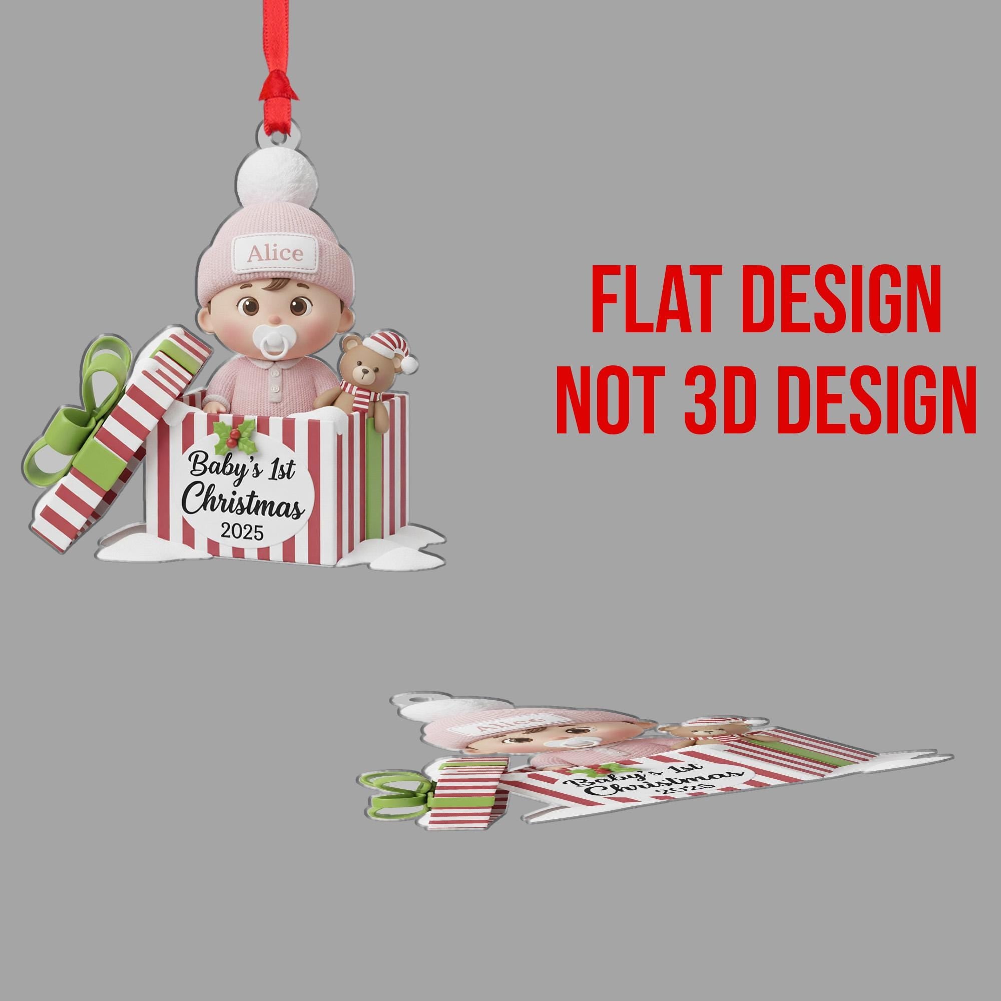Personalized Baby's First Christmas Ornament: Acrylic Keepsake in Gift Box image 3