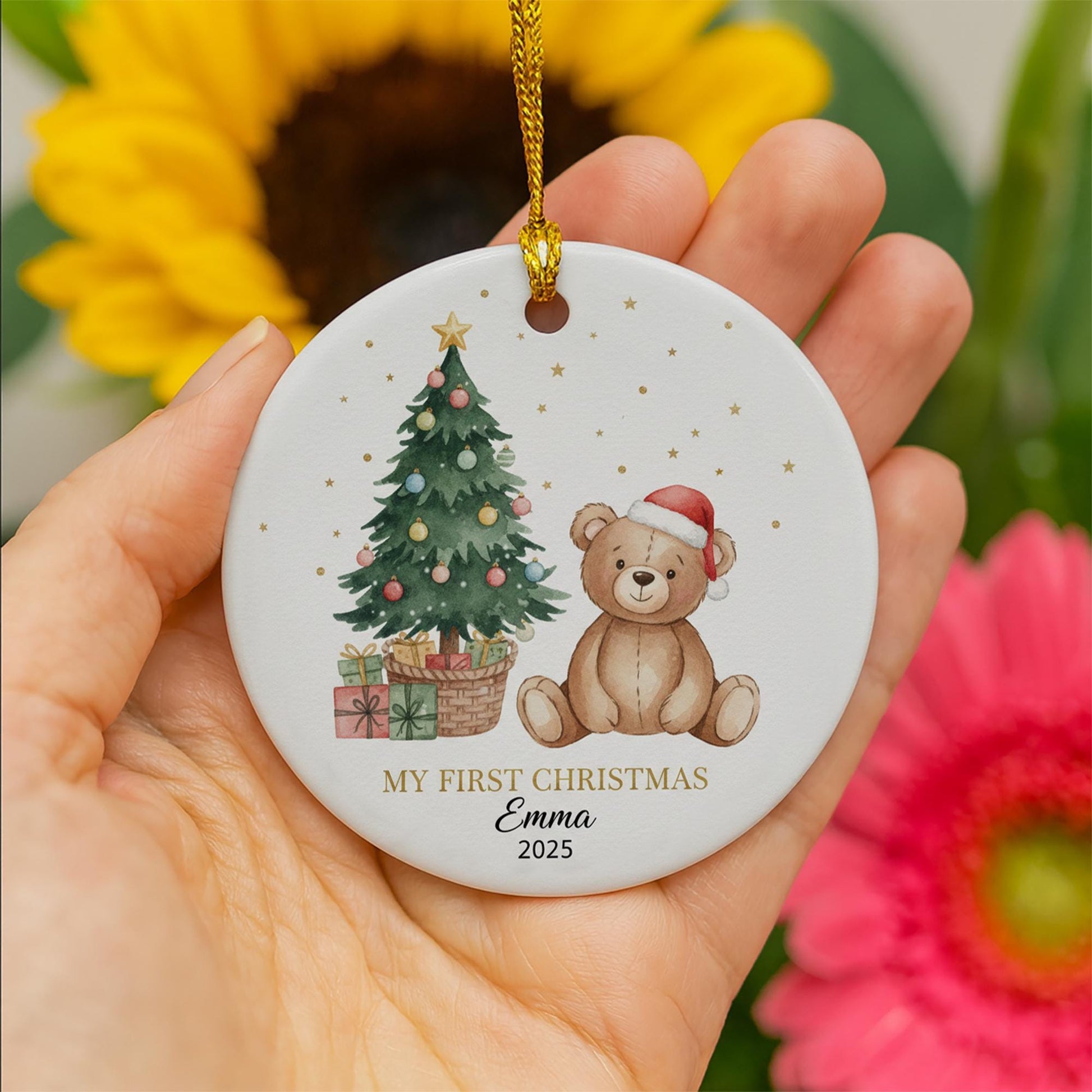 Personalized Teddy Bear Christmas Ornament: Baby's First Xmas Keepsake image 4