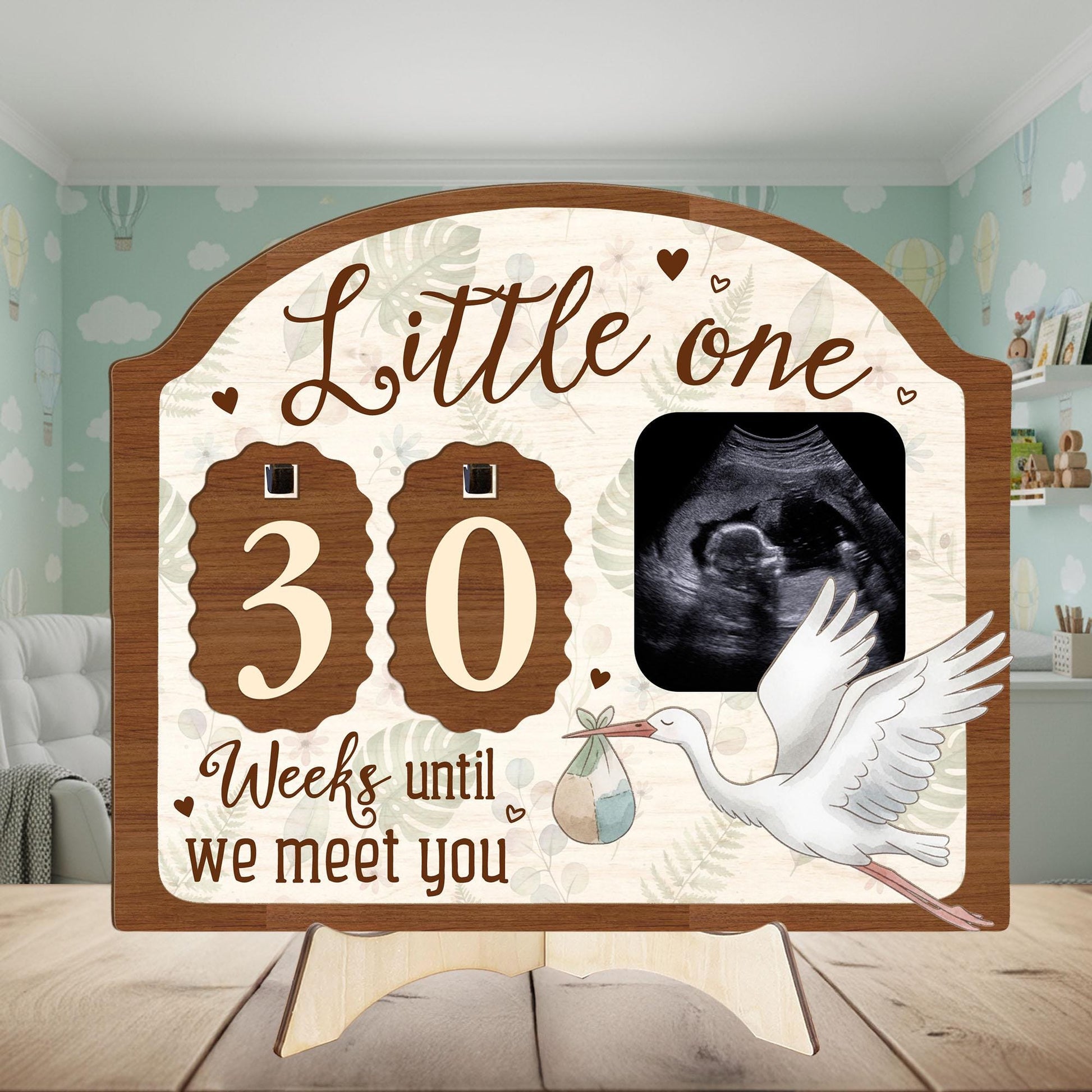 Custom Sonogram Picture Frame: Ultrasound Photo Frame with Baby Countdown Weeks image 3