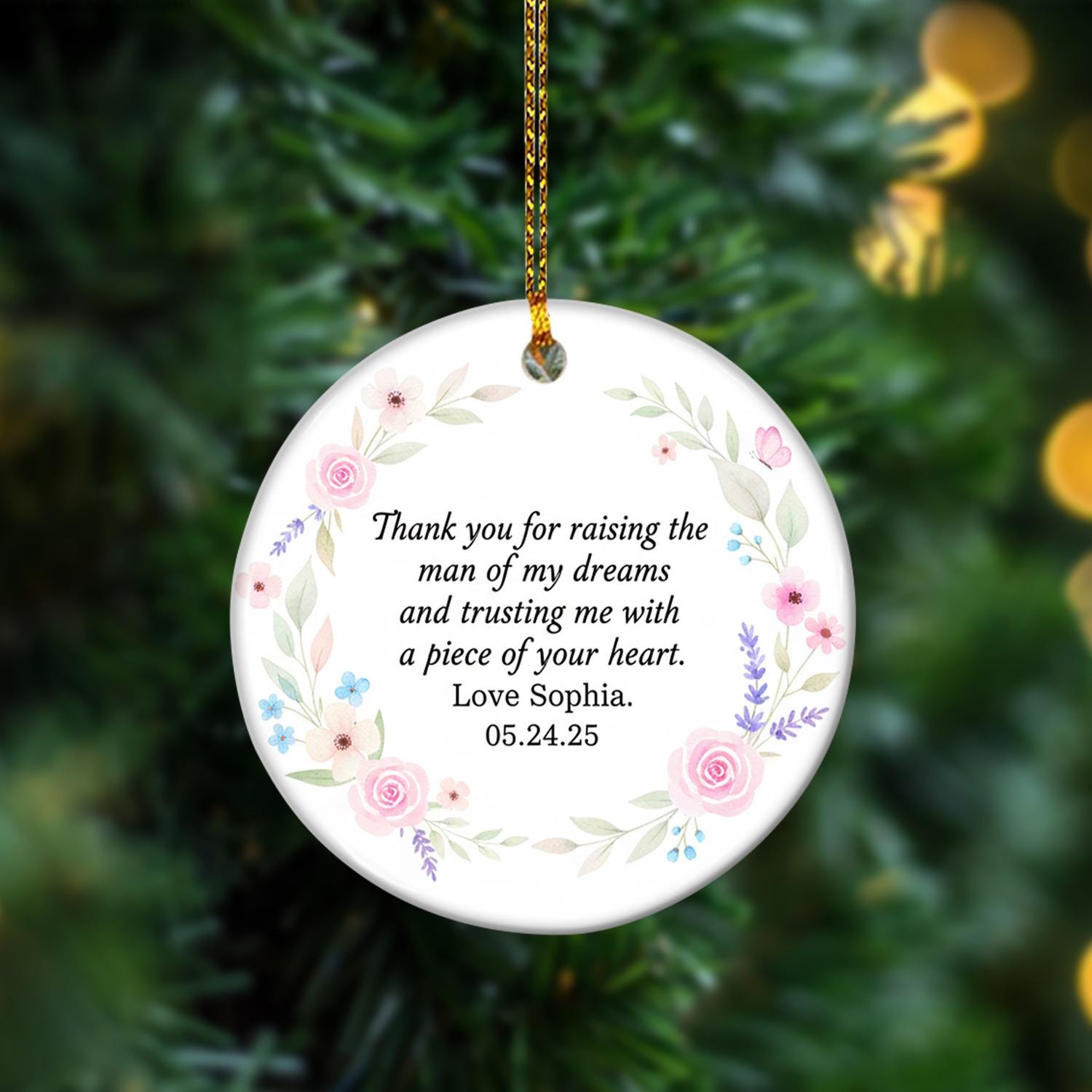 Mother of the Groom Gift Ornament – Personalized Wedding Thank You Ceramic Ornament image 1