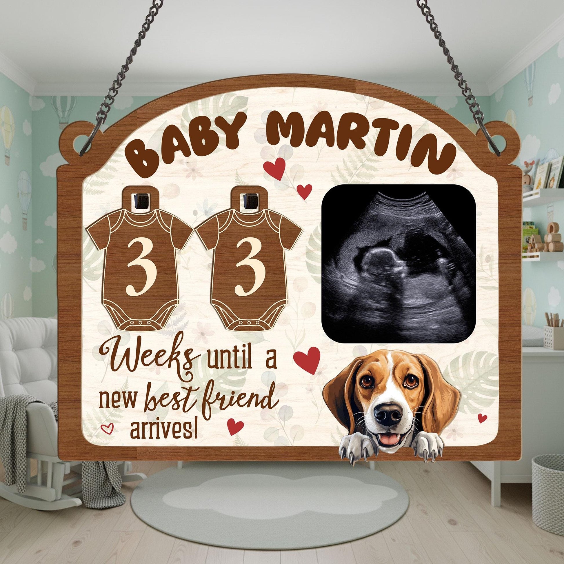 Custom Sonogram Picture Frame: Pet Dog & Baby Announcement image 2