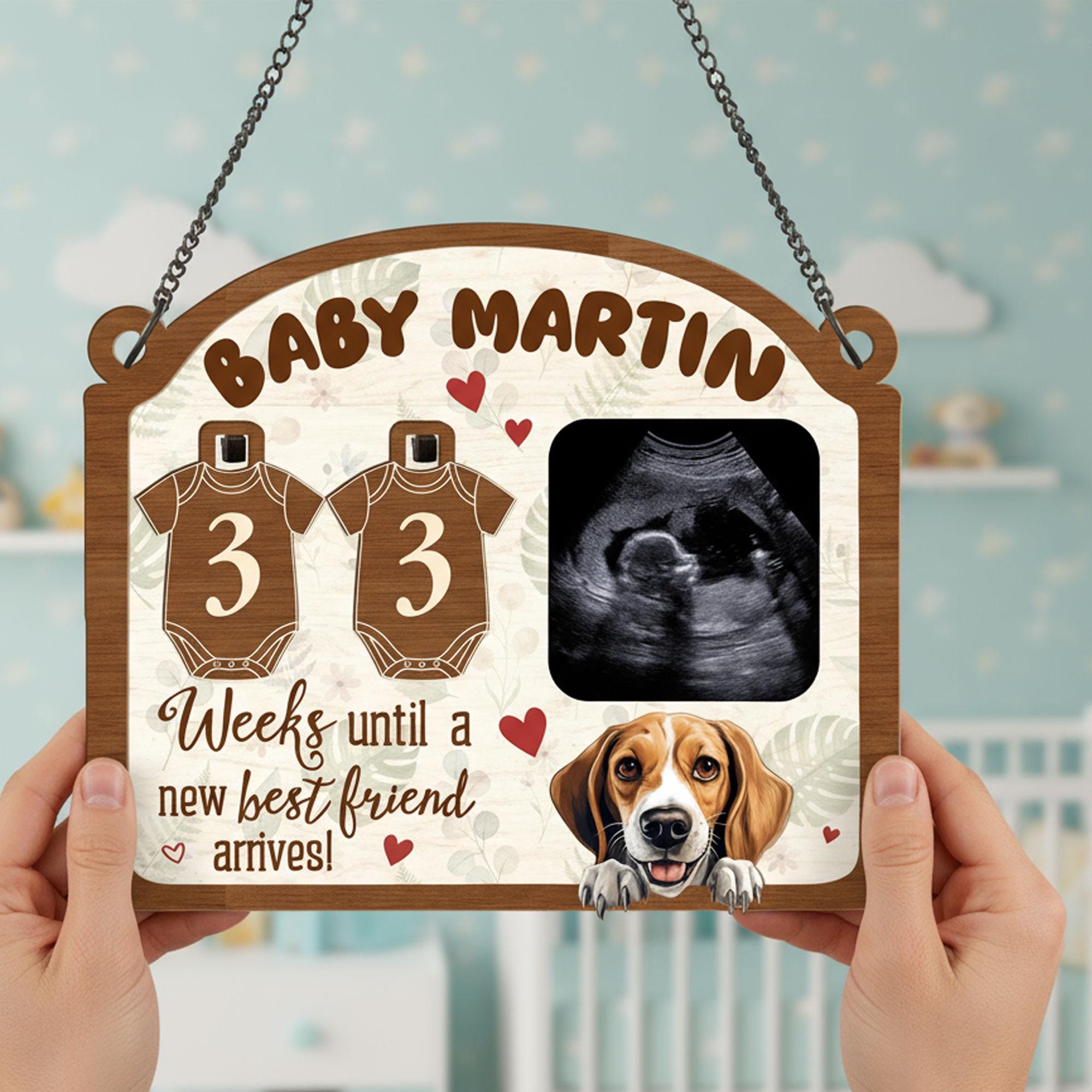 Custom Sonogram Picture Frame: Pet Dog & Baby Announcement image 6