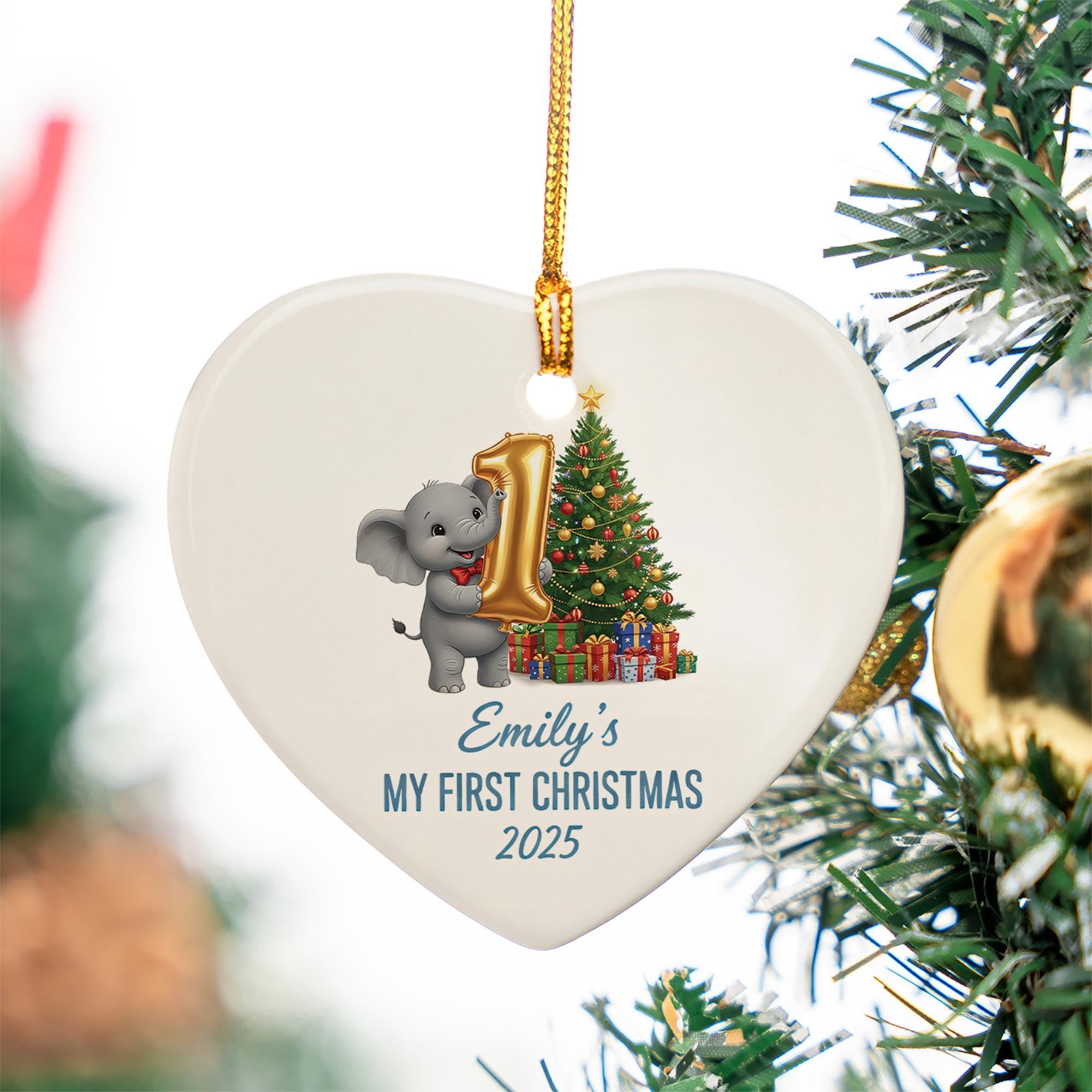 Personalized Baby's First Christmas Ornament: Elephant Keepsake Decoration image 6