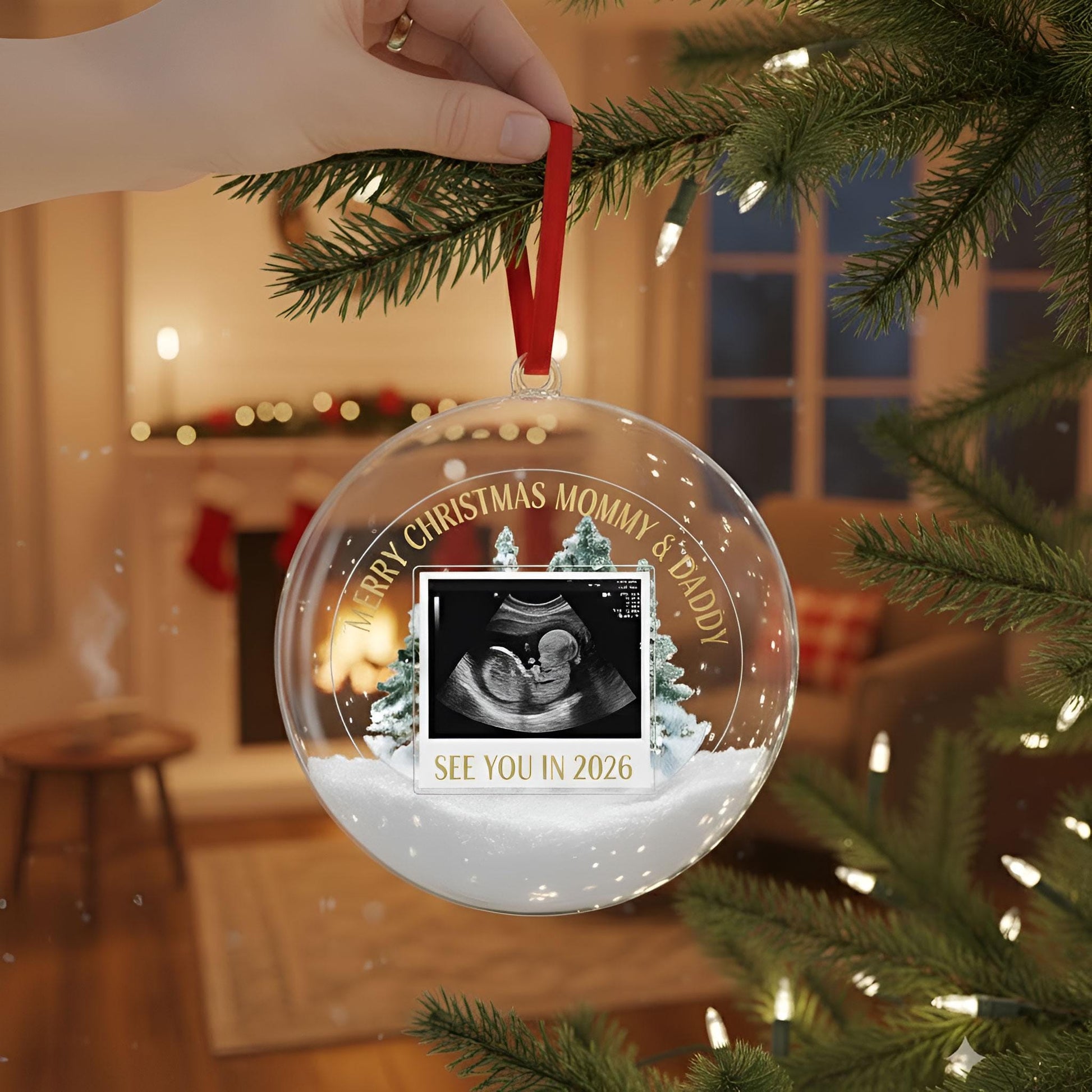 Personalized Sonogram Christmas 3D Ball Ornament: Keepsake for Expecting Parents image 1