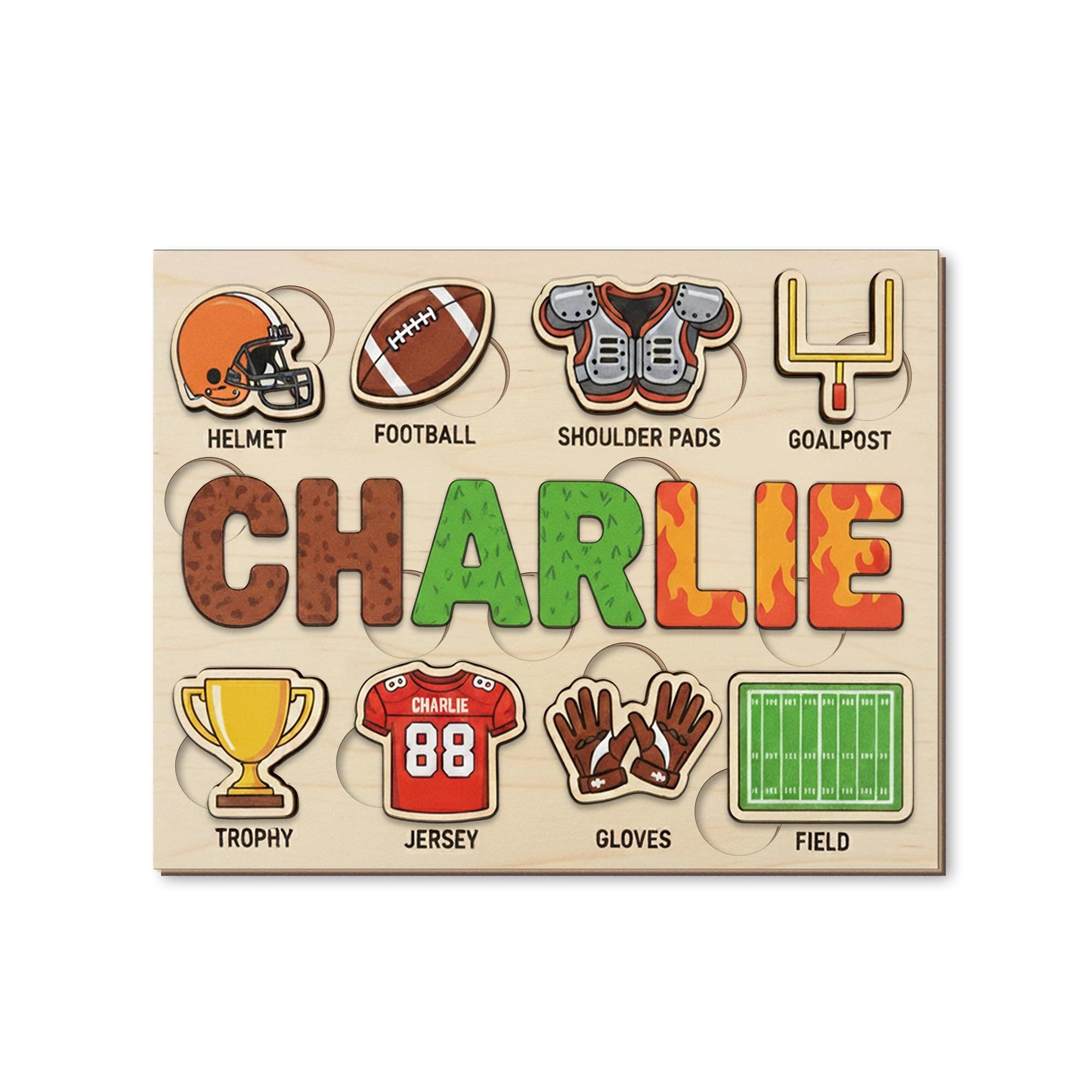 Personalized Wooden Sports Puzzle - Football Theme Baby Toy Gift, Christmas Gifts For Kid image 5