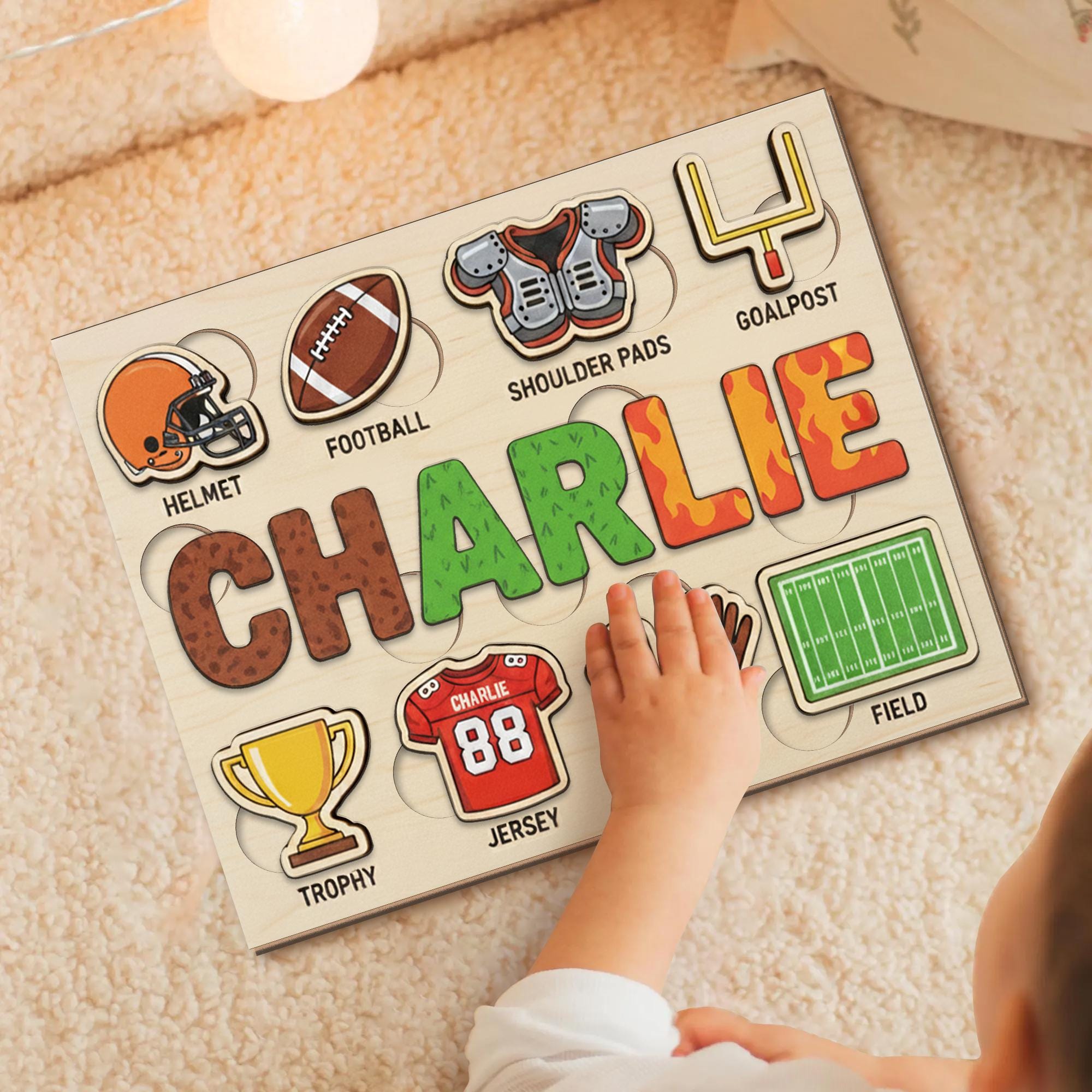 Personalized Wooden Sports Puzzle - Football Theme Baby Toy Gift, Christmas Gifts For Kid image 7