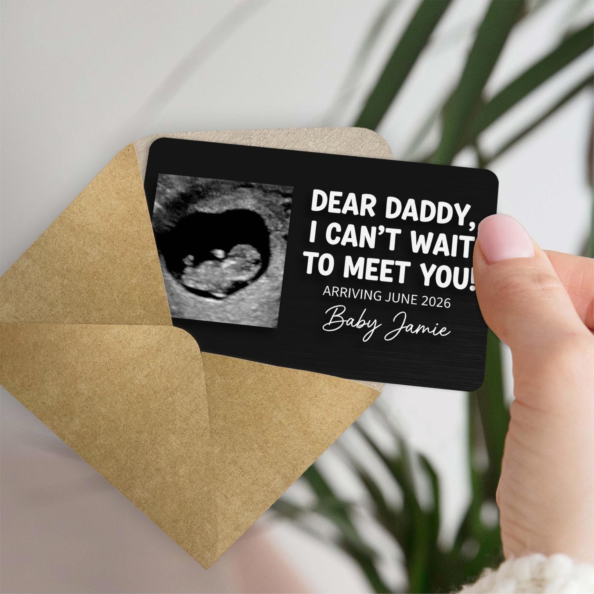 Ultrasound Photo Wallet Card - Personalized Pregnancy Announcement Keepsake Gift for Dad image 6