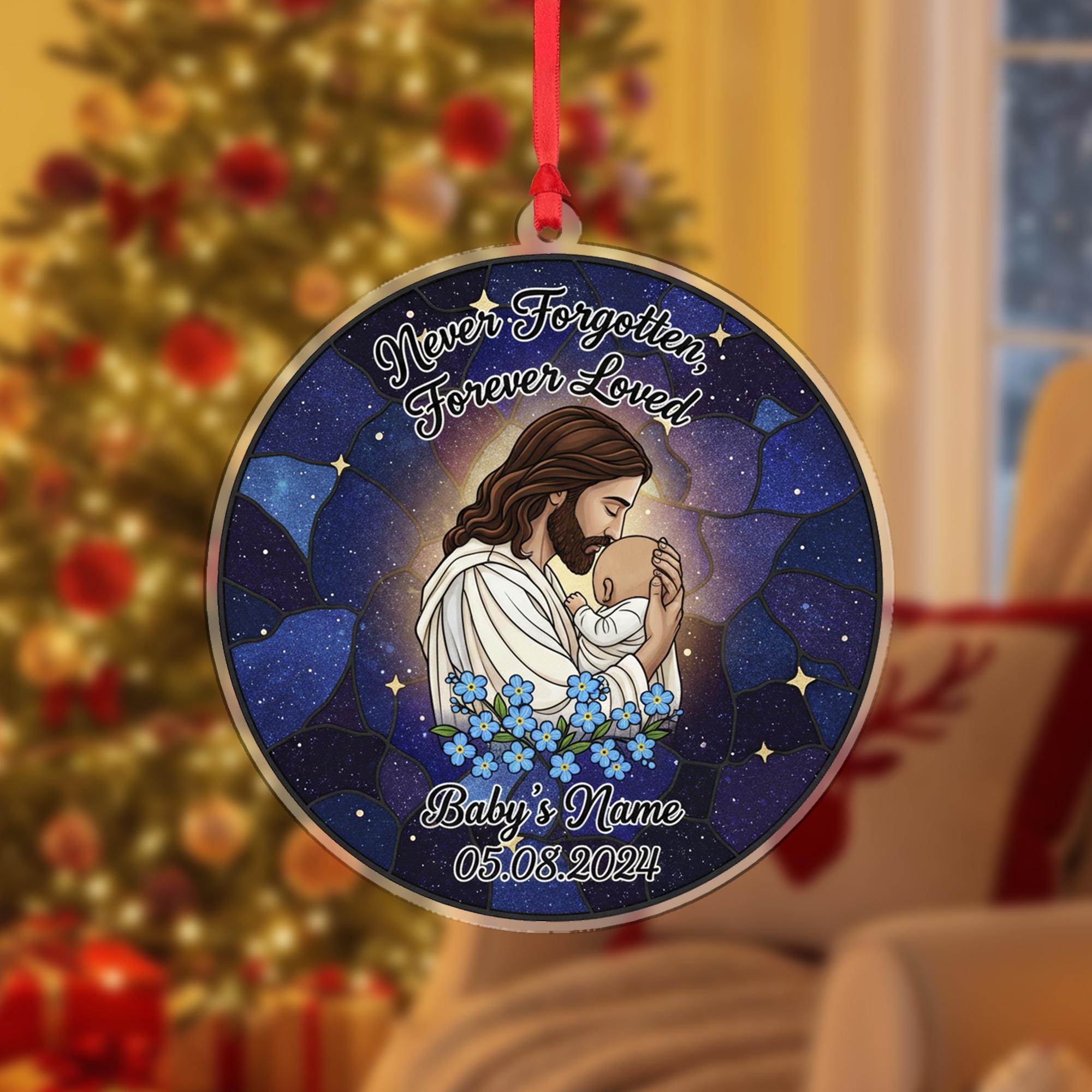 Personalized Memorial Baby Ornament - Jesus Holding Baby Keepsake image 6