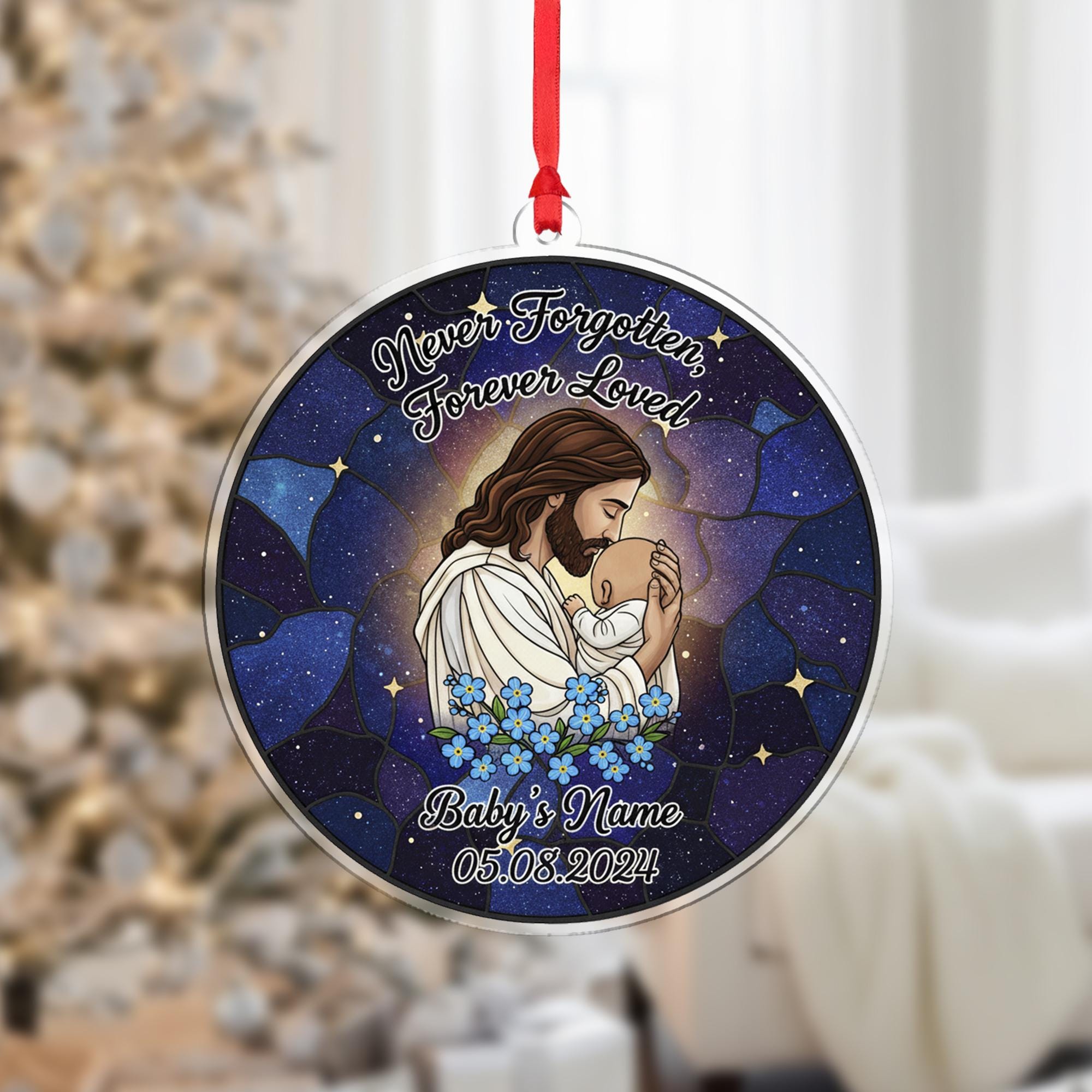 Personalized Memorial Baby Ornament - Jesus Holding Baby Keepsake image 7