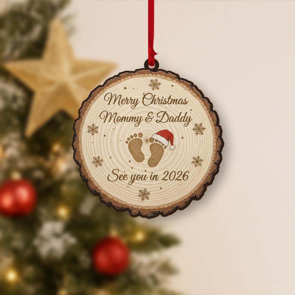 Pregnancy Announcement Ornament – Merry Christmas Mommy and Daddy Gift image 2