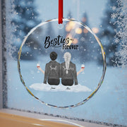 Personalized Best Friend Forever Round Glass Ornament - Custom Name And Style Christmas Keepsake