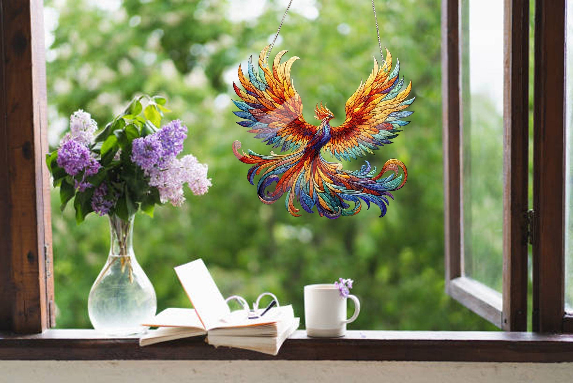 Phoenix ACRYLIC Hanging, Phoenix Acrylic Window Decor,Phoenix lovers gift, Gift For Her, Home decoration, Housewarming gift
