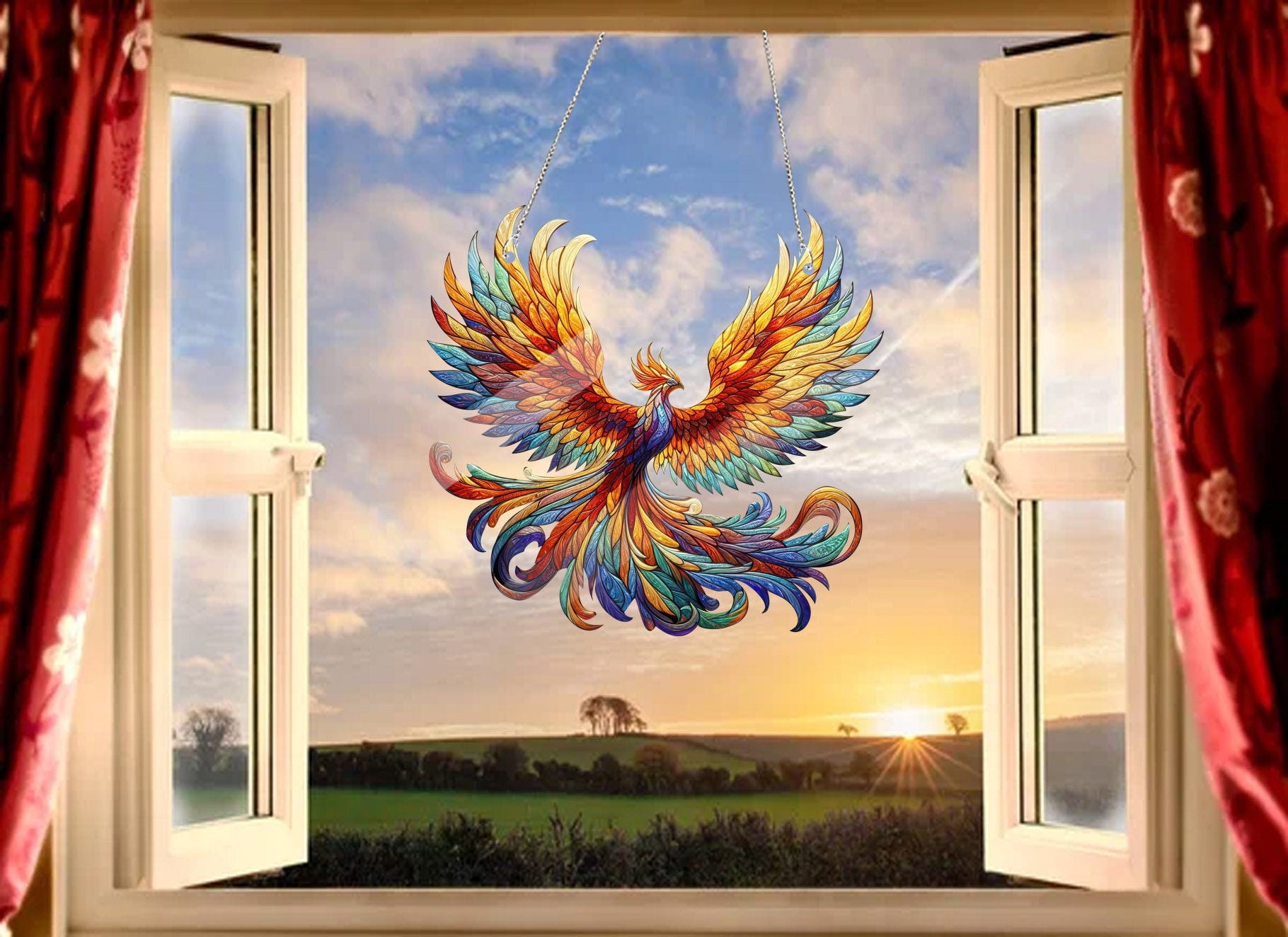 Phoenix ACRYLIC Hanging, Phoenix Acrylic Window Decor,Phoenix lovers gift, Gift For Her, Home decoration, Housewarming gift