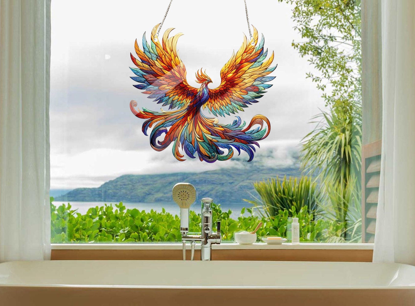 Phoenix ACRYLIC Hanging, Phoenix Acrylic Window Decor,Phoenix lovers gift, Gift For Her, Home decoration, Housewarming gift