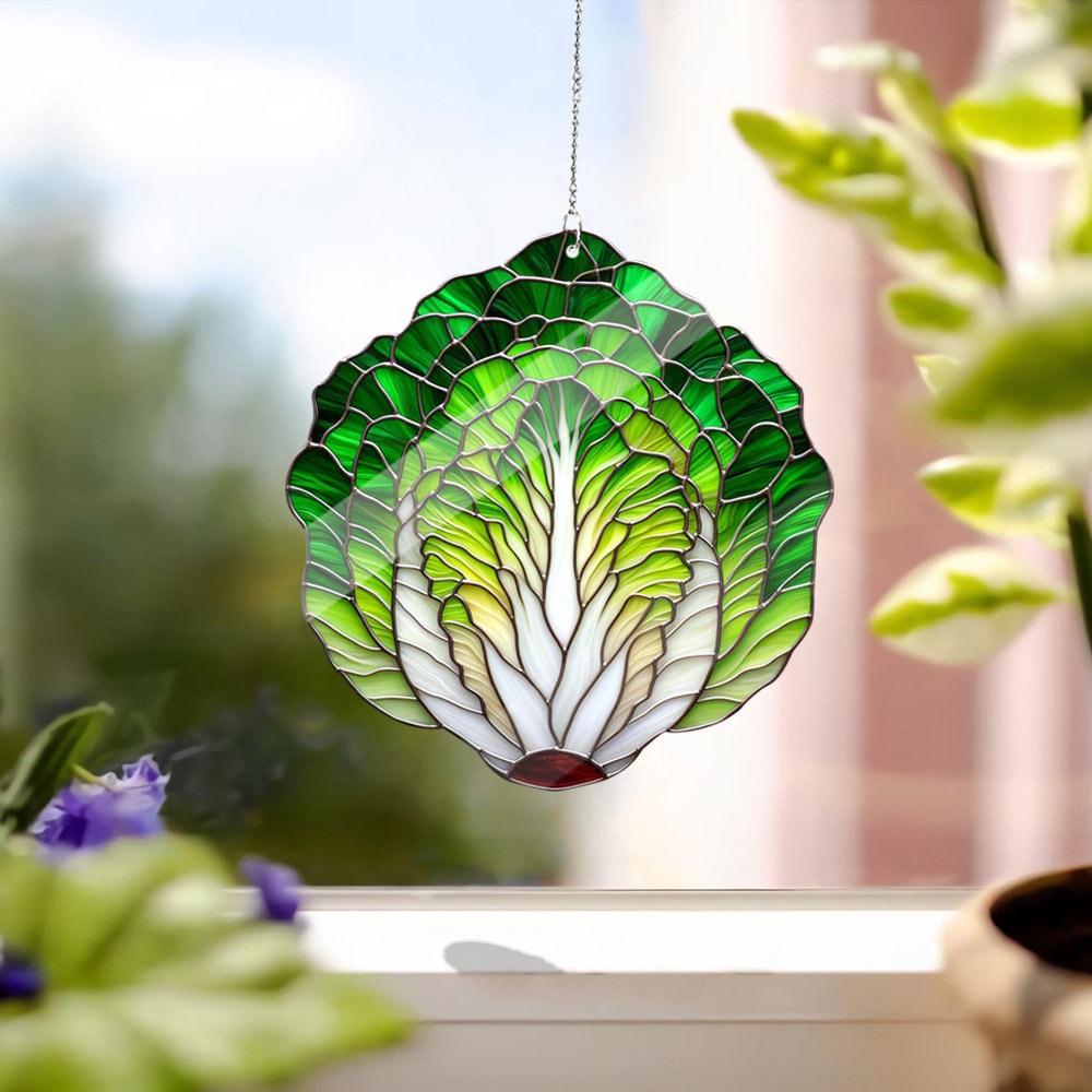 Cabbage Acrylic Window Decor, Cabbage Stained Glass Inspired Art, Faux Stained Glass, Acrylic Window Hangings, NOT suncatcher
