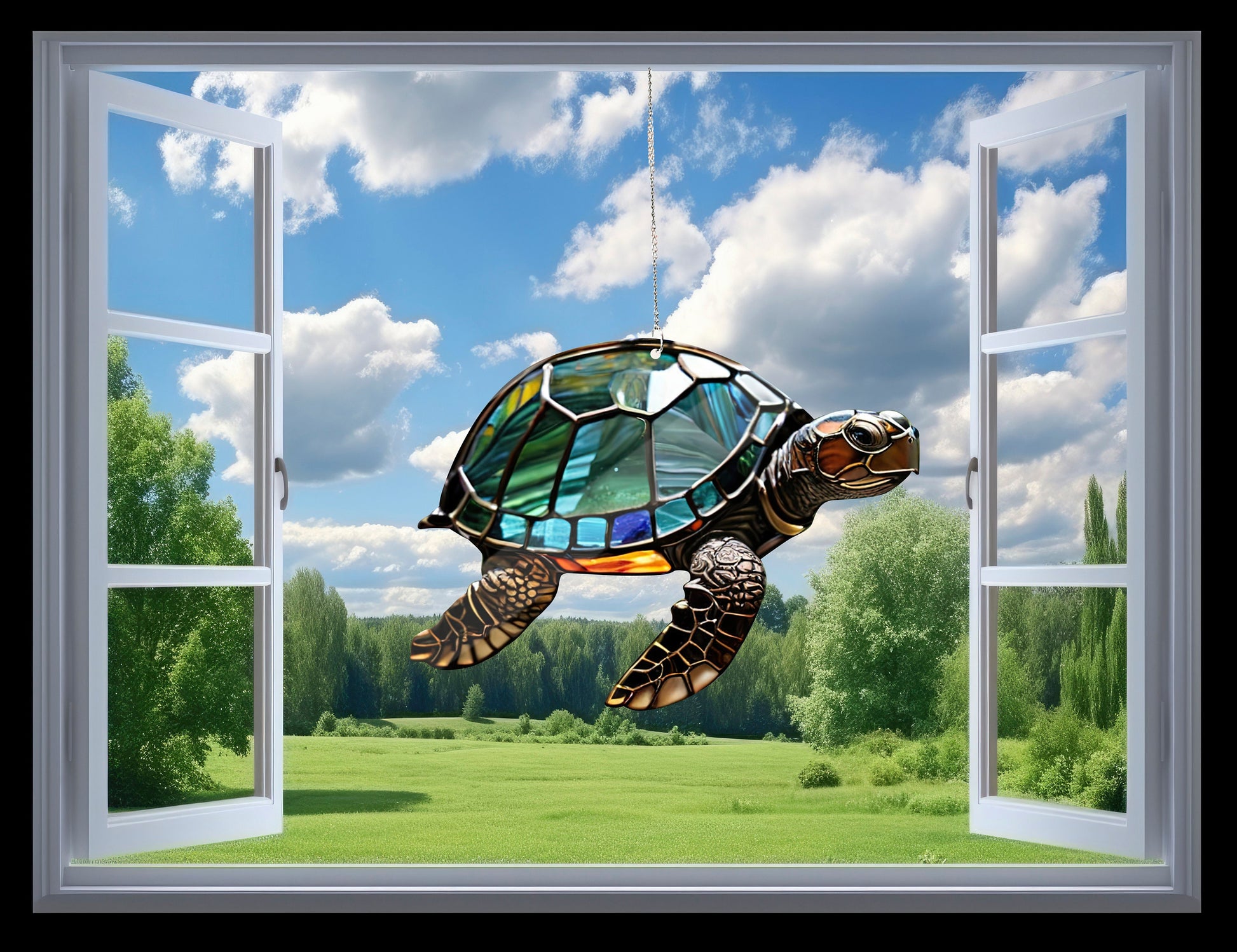 Turtle Faux Stained Glass, Turtle Acrylic Window Hangings, Faux Stained Glass, Gift For Her, Home Decor, Not Suncatcher