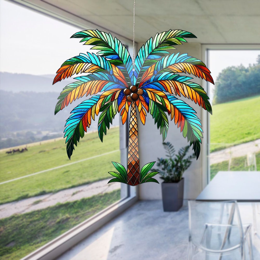 Palm Tree Acrylic Window Hangings, Sumer vibes, Palm tree lovers gift, Perfect Decorative Addition for Home, Not Suncatcher