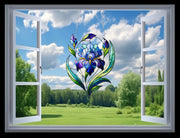 Purple Iris Flower Faux Stain Glass, Mother's Day Gift, Gift For Mom, Flower Lover Gift, Home Decor, Yard Decor, Purple Iris Window Hanging