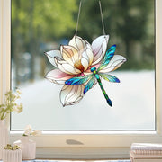 Dragonfly Acrylic Window Hanging, Lotus and Dragonfly Art, Kitchen decor, Mother's day gift , unique idea gift, Not Suncatcher