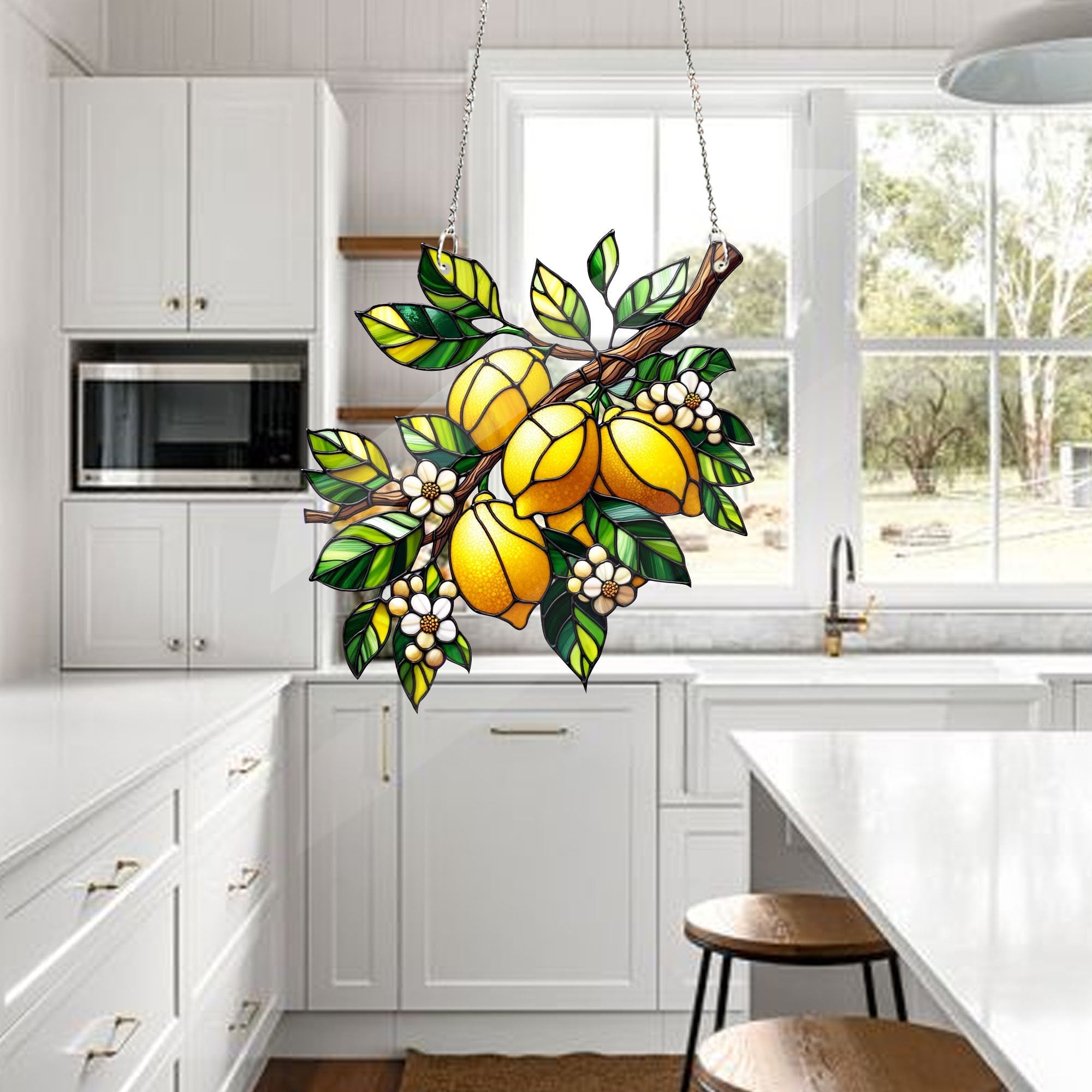 ACRYLIC Lemon Branch Window Hanging, Lemon Branch Gift, Mother's Day Gift, Gift For mom, Mom Gift, Fruit Lover Gift, Kitchen Decor, Mom Gift