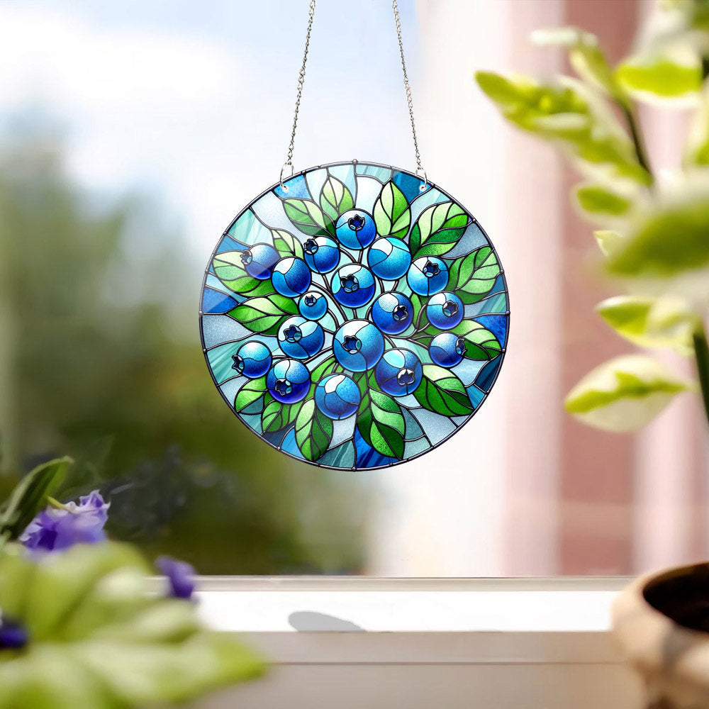 BlueBerry Acrylic Window hanging, Wall Art, acrylic Window Hanging, Bilberry Huckleberry, mothers day gift, Blueberry, Not Suncatcher