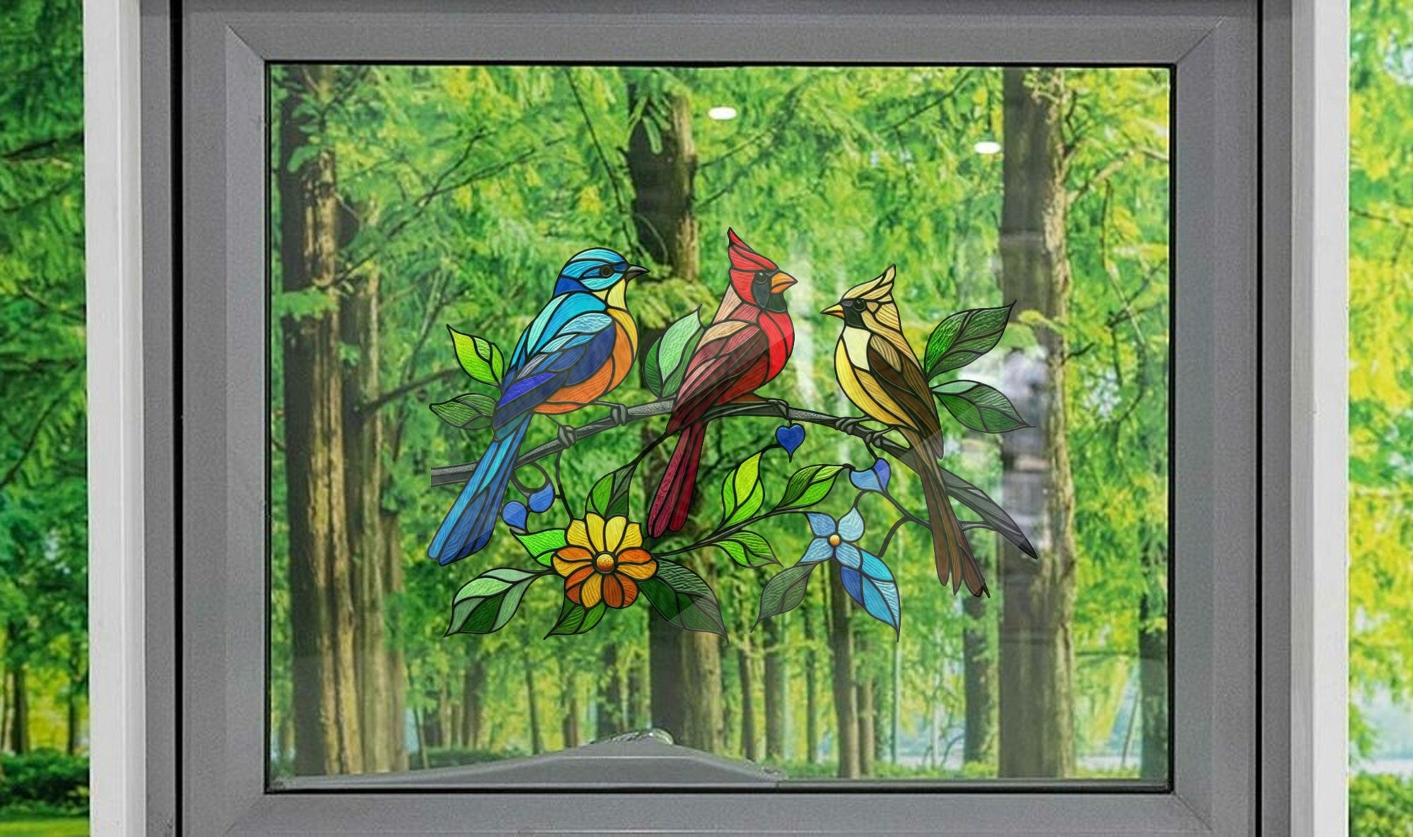 Birds on branch style Vinyl Decal, Window Art, Bird lovers gift, Bird Nerds, Mothers day gift, birds decal