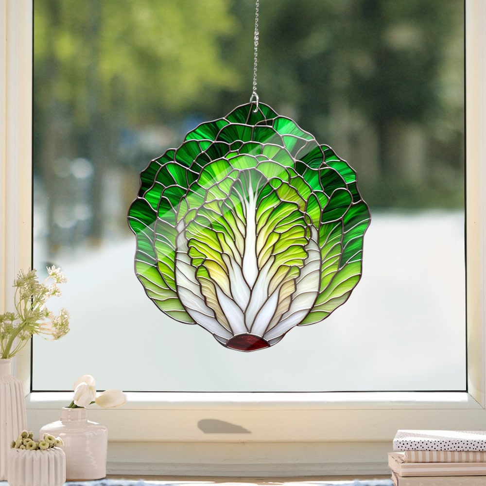 Cabbage Acrylic Window Decor, Cabbage Stained Glass Inspired Art, Faux Stained Glass, Acrylic Window Hangings, NOT suncatcher