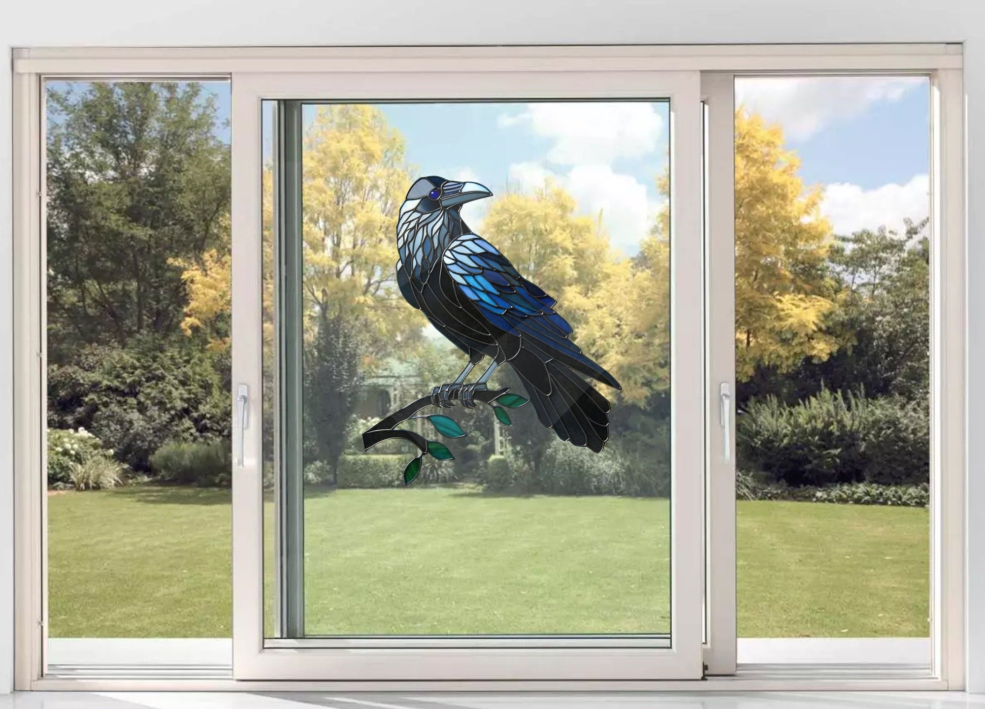 Raven Vinyl Decal, Window Art, Gothic style gift, Spooky Raven style, Funny Home decor, Raven decal window decor