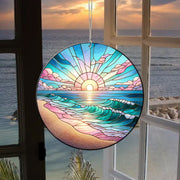 ACRYLIC Sunrise On The Beach Window Hanging, Sunrise Lover Gift, FAUX Stain Glass, Beach Suncatcher,Natural Gift,Mother's day gift 2025