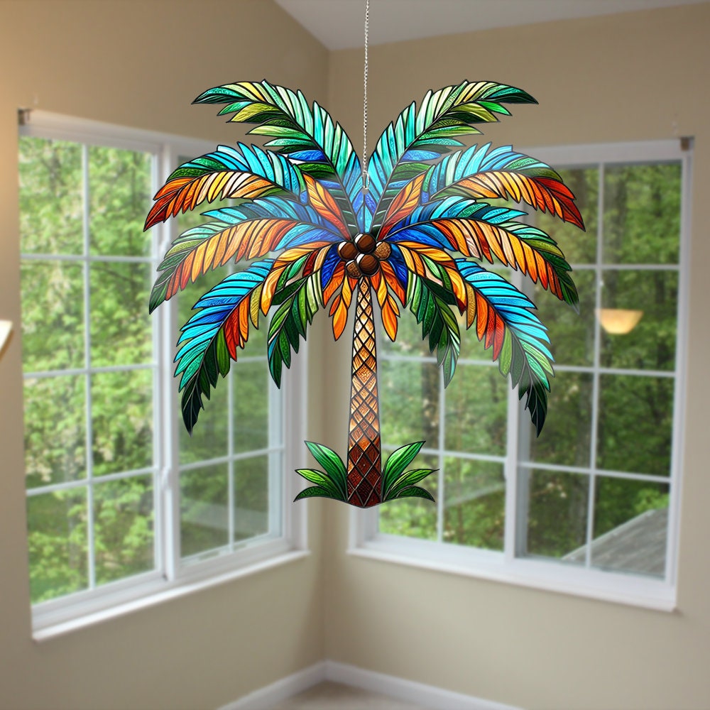 Palm Tree Acrylic Window Hangings, Sumer vibes, Palm tree lovers gift, Perfect Decorative Addition for Home, Not Suncatcher