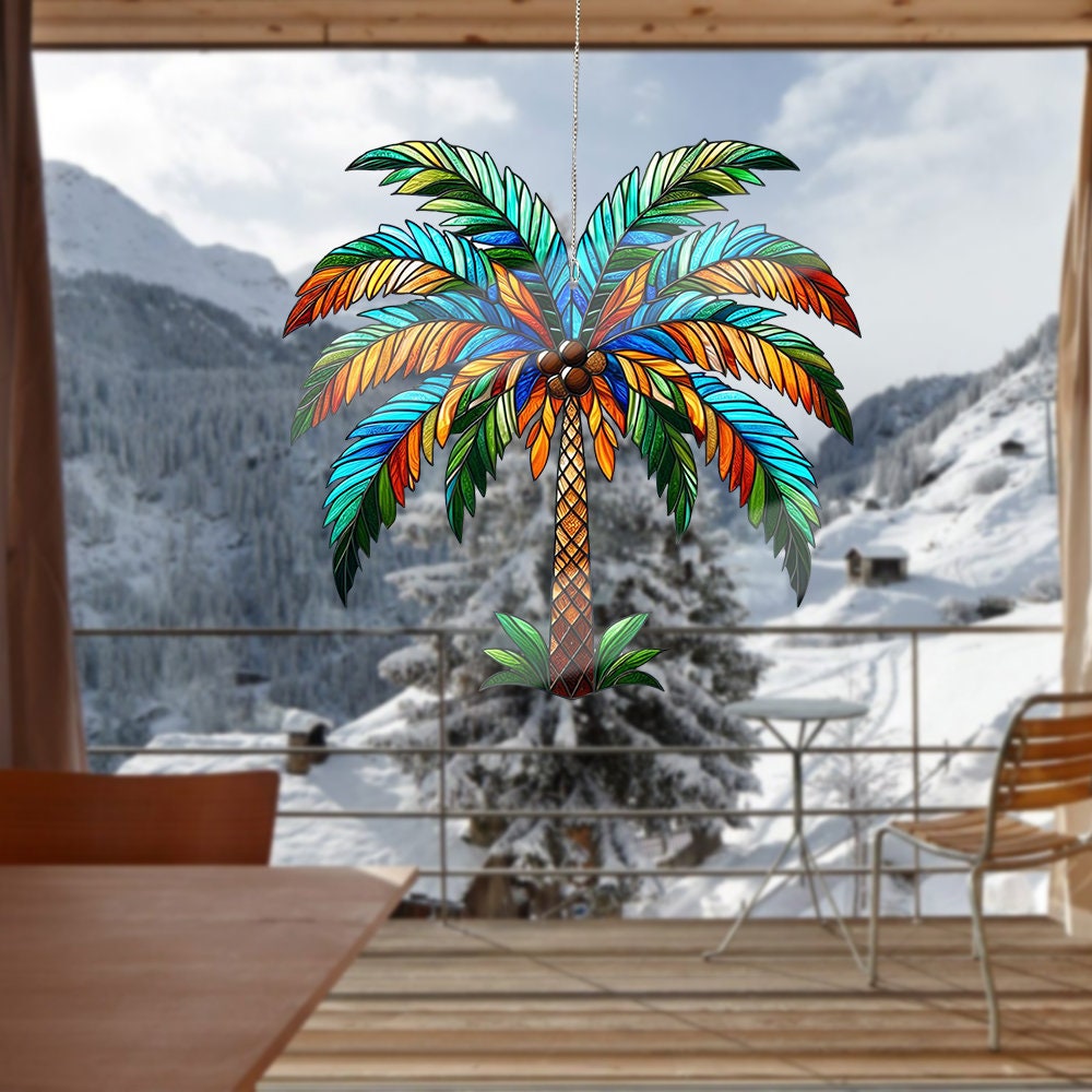 Palm Tree Acrylic Window Hangings, Sumer vibes, Palm tree lovers gift, Perfect Decorative Addition for Home, Not Suncatcher