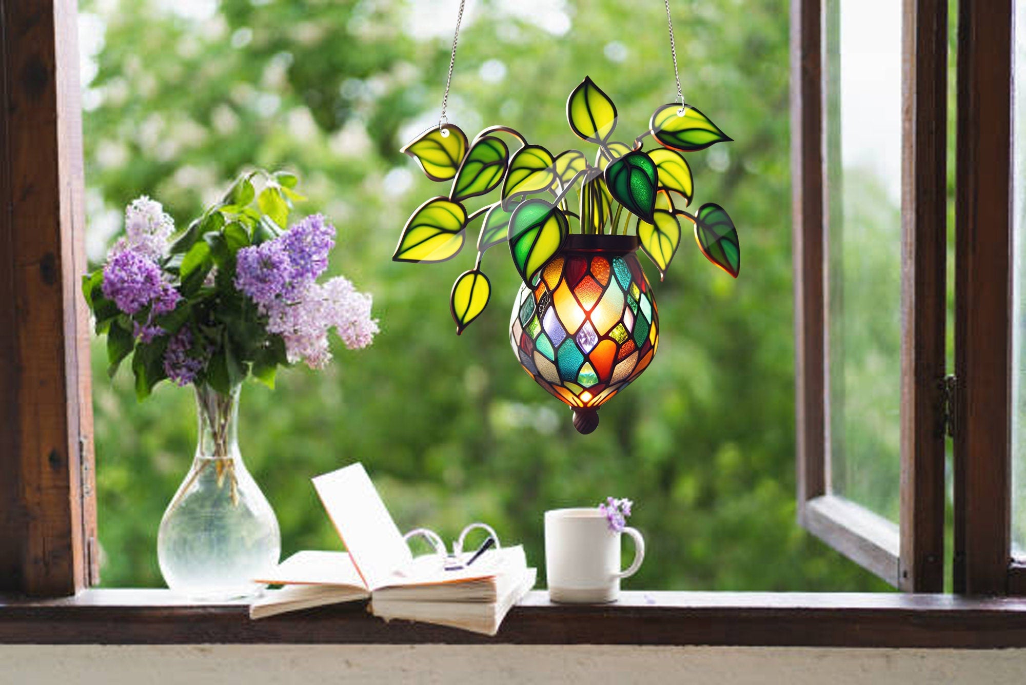 ACRYLIC Plant Window Hanging, Plant Lover Gift, Mother Day's Gift, Goft For Mom, Mom Gift, Plant Home Decor, Yard Lover Gift, Yard Decor