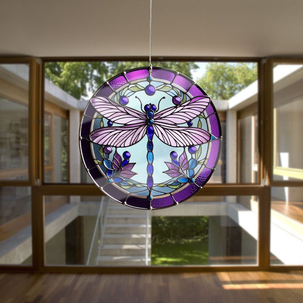 Dragonfly Acrylic Window Hangings, Dragonfly Faux Stained Glass, Stained Glass Inspired Art, Gift For Her, NOT SUNCATCHER, Dragonfly lover