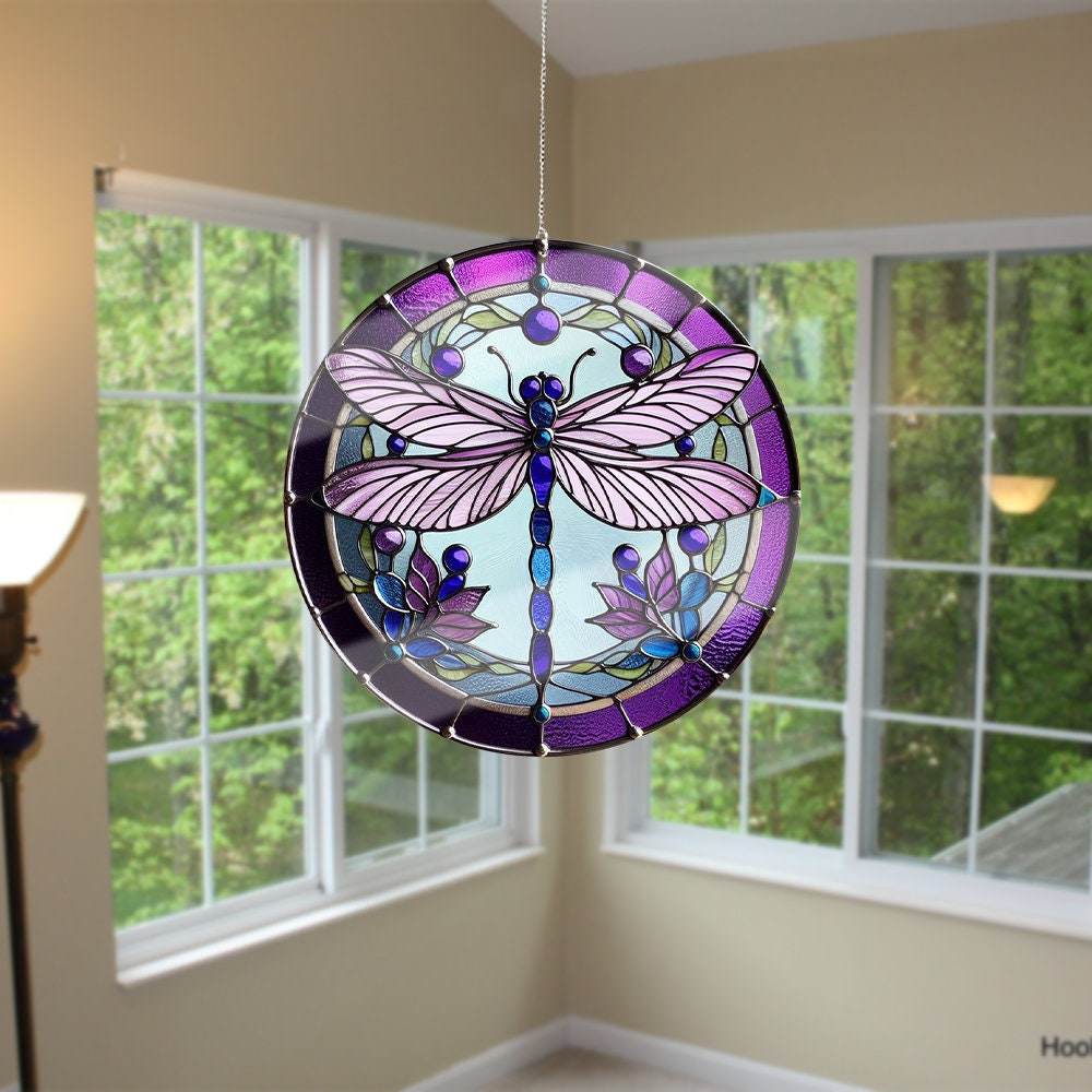Dragonfly Acrylic Window Hangings, Dragonfly Faux Stained Glass, Stained Glass Inspired Art, Gift For Her, NOT SUNCATCHER, Dragonfly lover