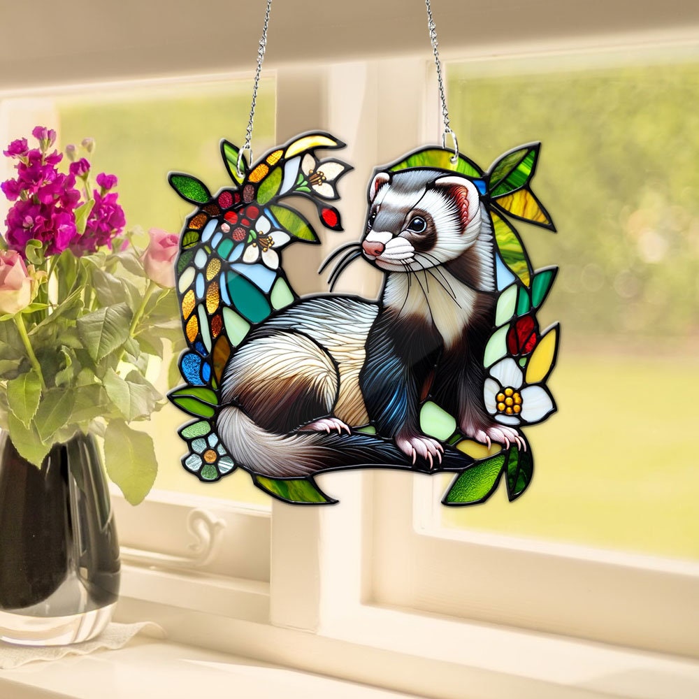 Ferret ACRYLIC Window Hanging, Ferret lovers gift, Animal lover, Mothers day gift, Not Suncatcher, nature artwork, Mother's day gift 2025