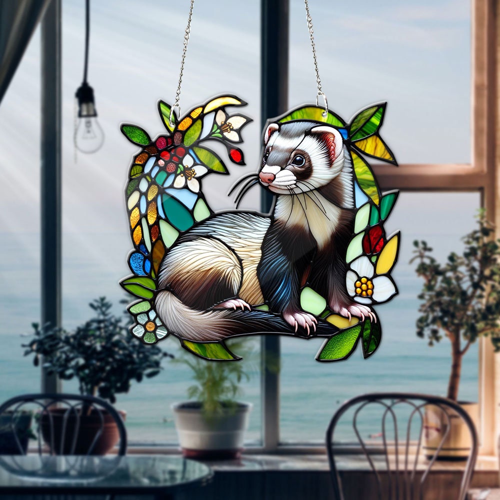 Ferret ACRYLIC Window Hanging, Ferret lovers gift, Animal lover, Mothers day gift, Not Suncatcher, nature artwork, Mother's day gift 2025